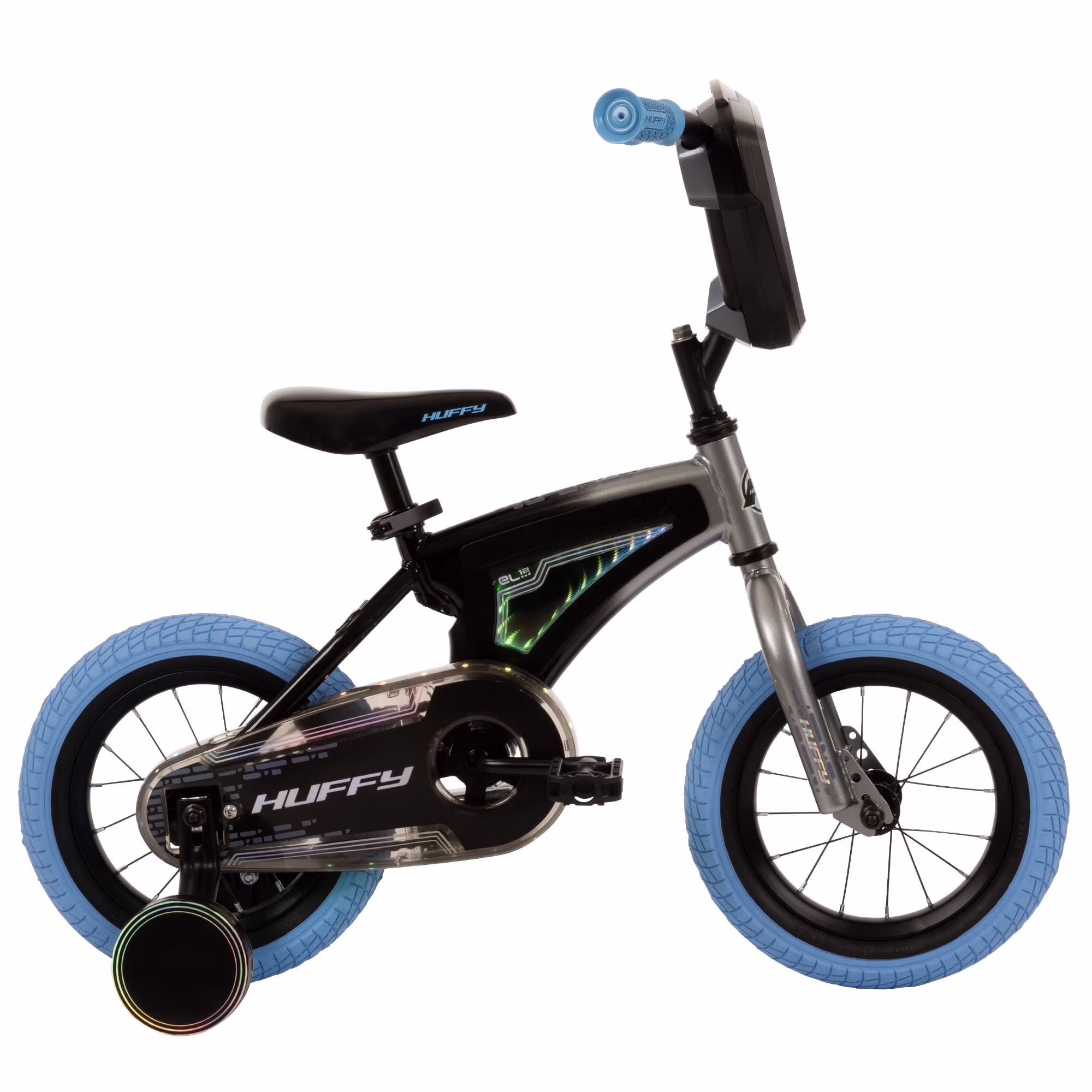 Huffy 12” Electro-Light Kids’ Bike, Fits Riders 37”-42”, Blue/Gray, Youth, Unisex
