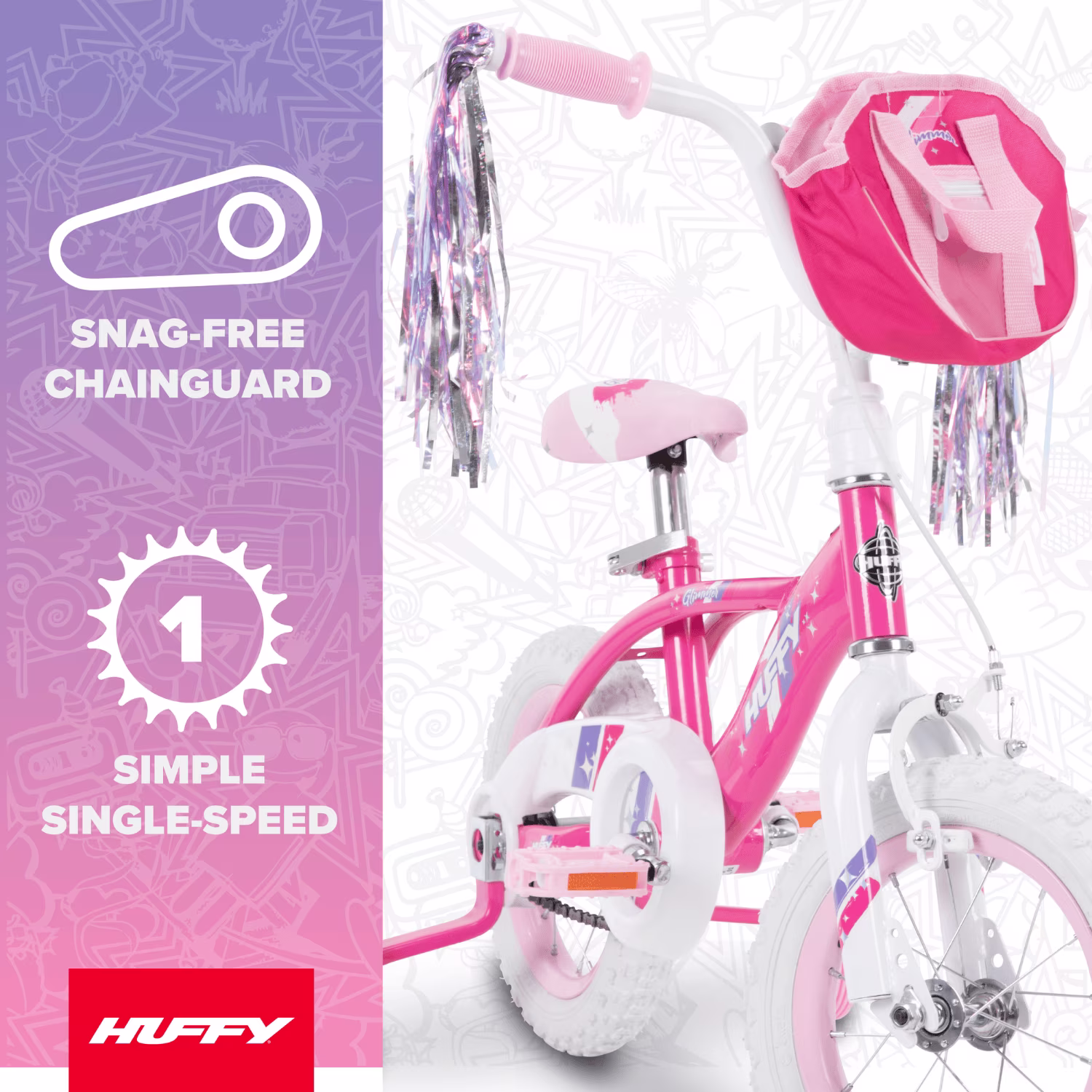 Huffy 12” Glimmer Kids’ Bike, EZ Build, Fits Riders 37”-42”, Pink, Youth, Girls - Image 2