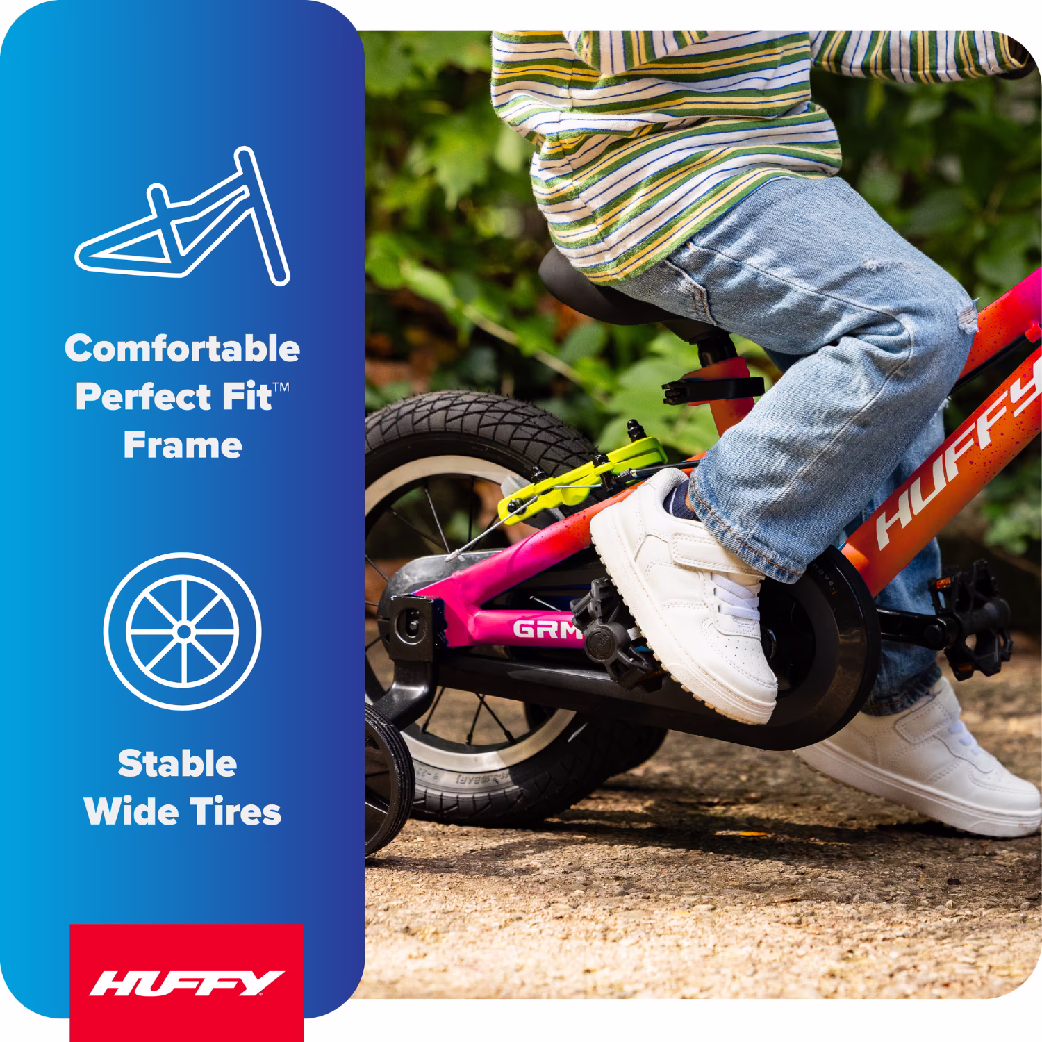 Huffy 12-Inch GRM Kids’ Bike, Multiple Ways to Learn: Balance Mode, Training Wheels & Standard Riding, Triple Brake System, Parent Assist Handle, Fits Riders 33"–43" Tall, Ages 3-5, Fuchsia - Image 4