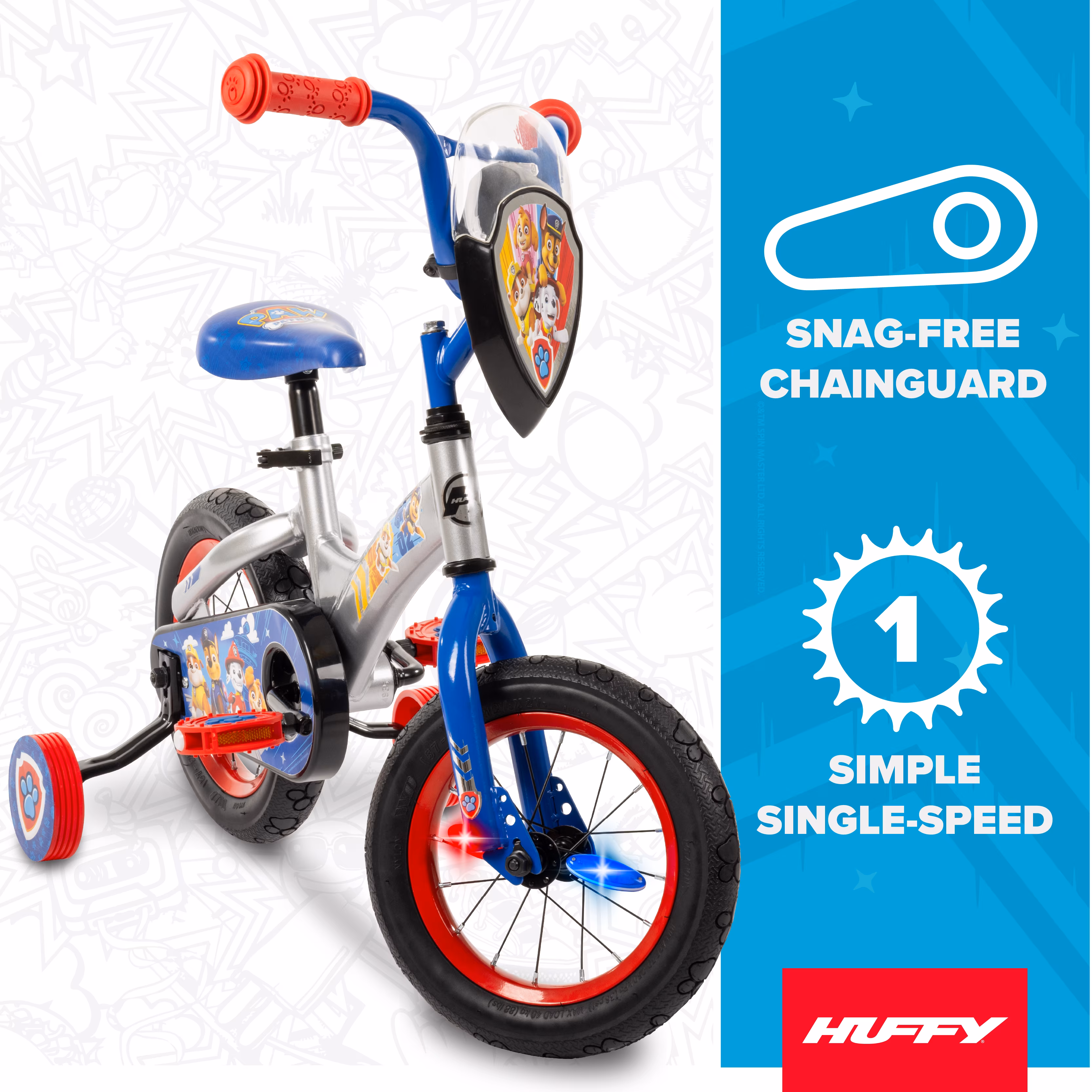 Huffy 12” PAW Patrol Kids’ Bike, Fits Riders 37” - 42”, Silver, Youth, Boy’s - Image 5