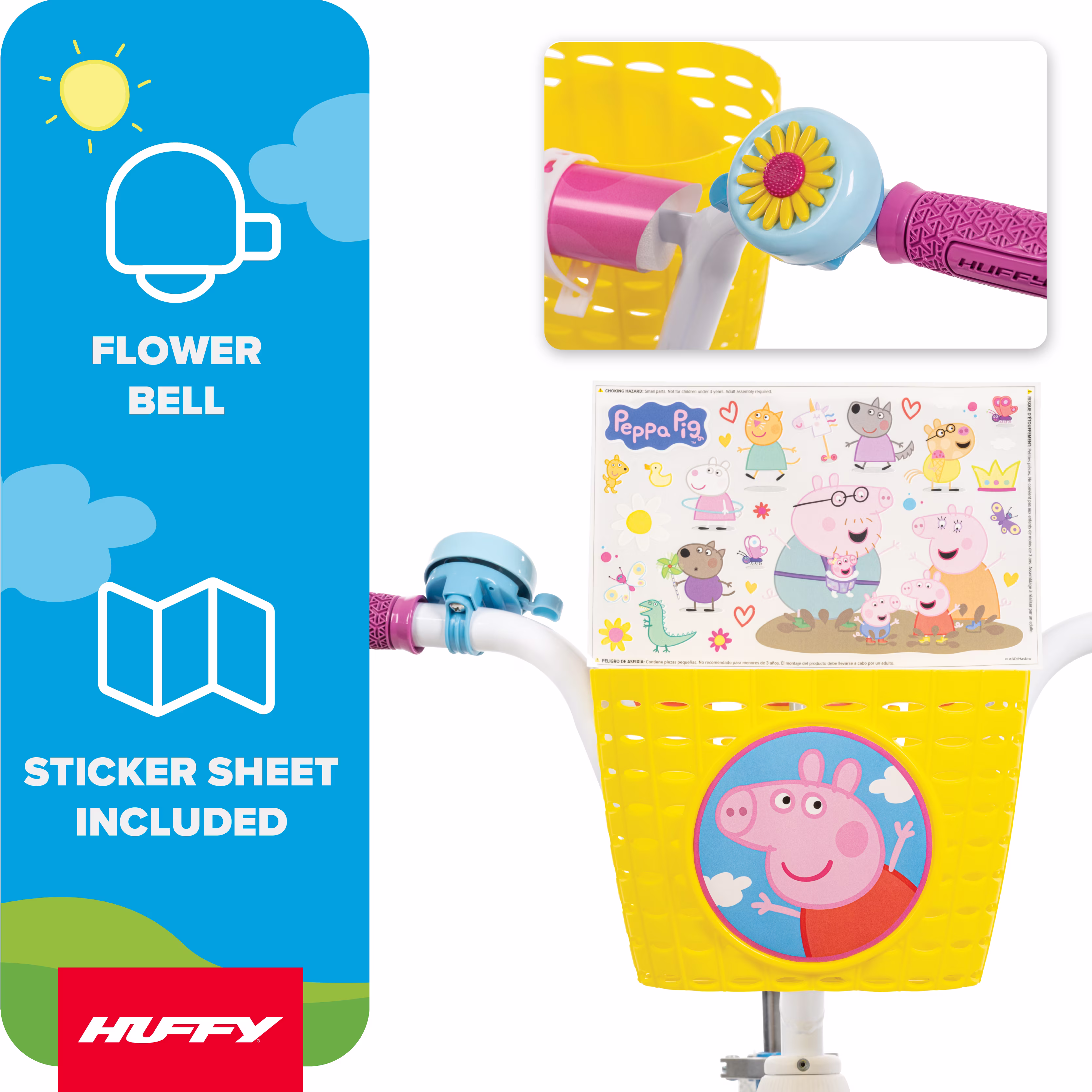 Huffy 12" Peppa Pig Kids' Bike, Fits Riders 37"-42", Blue, Youth, Girls - Image 4