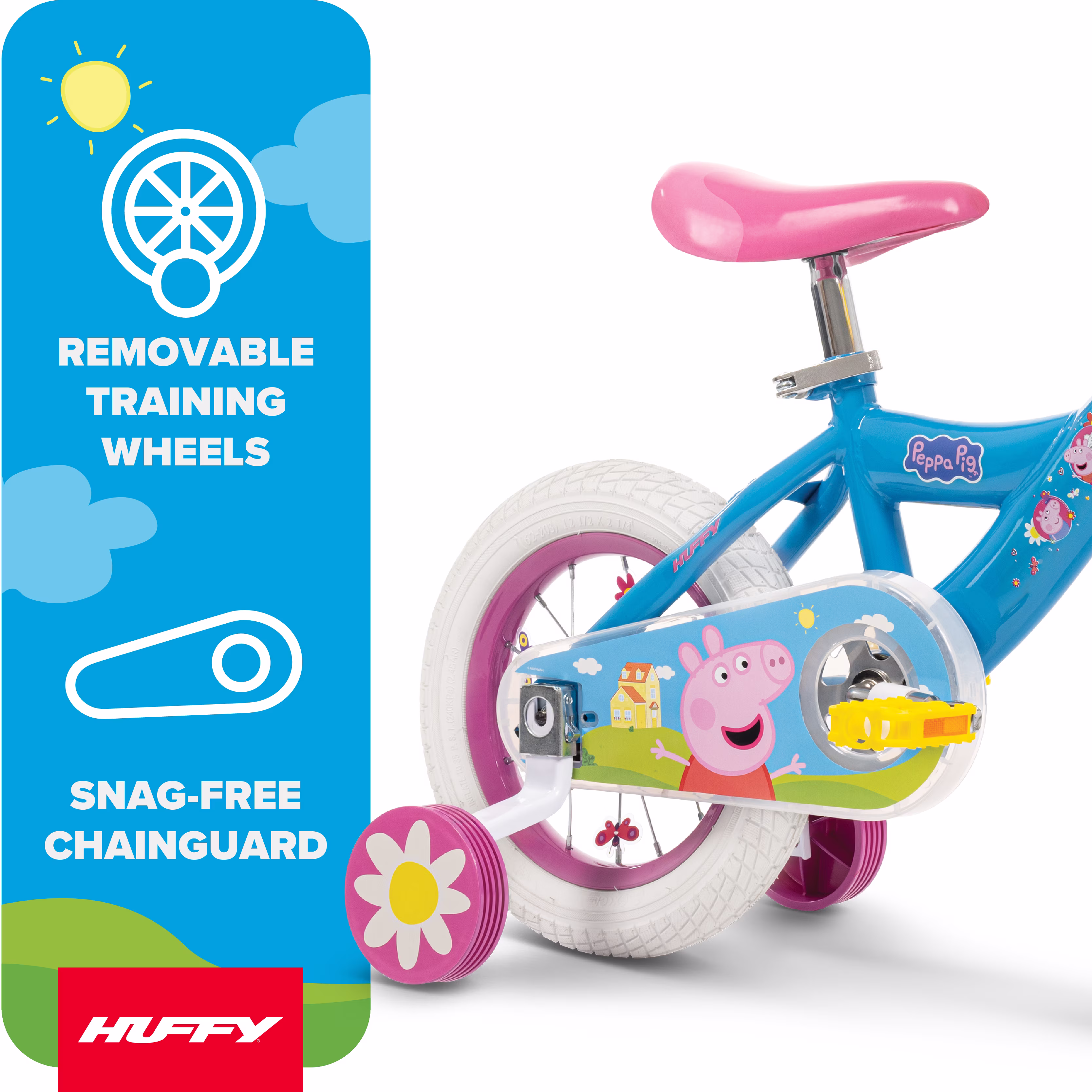 Huffy 12" Peppa Pig Kids' Bike, Fits Riders 37"-42", Blue, Youth, Girls - Image 2