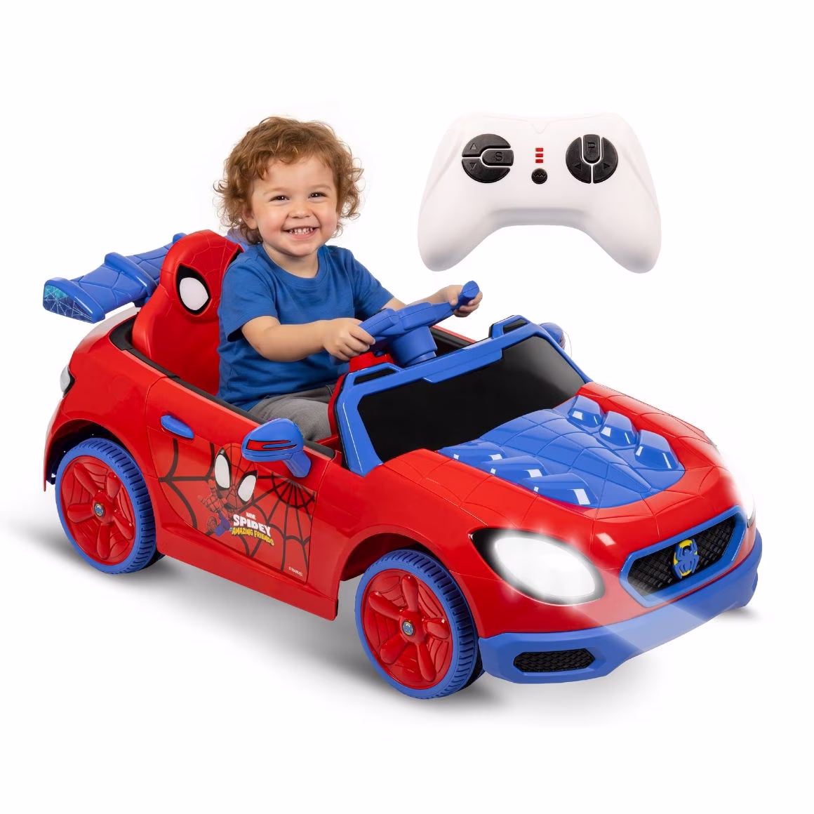 Huffy 12V Spidey and His Amazing Friends Ride-On Car with Remote Control, Ages 3-5, Red