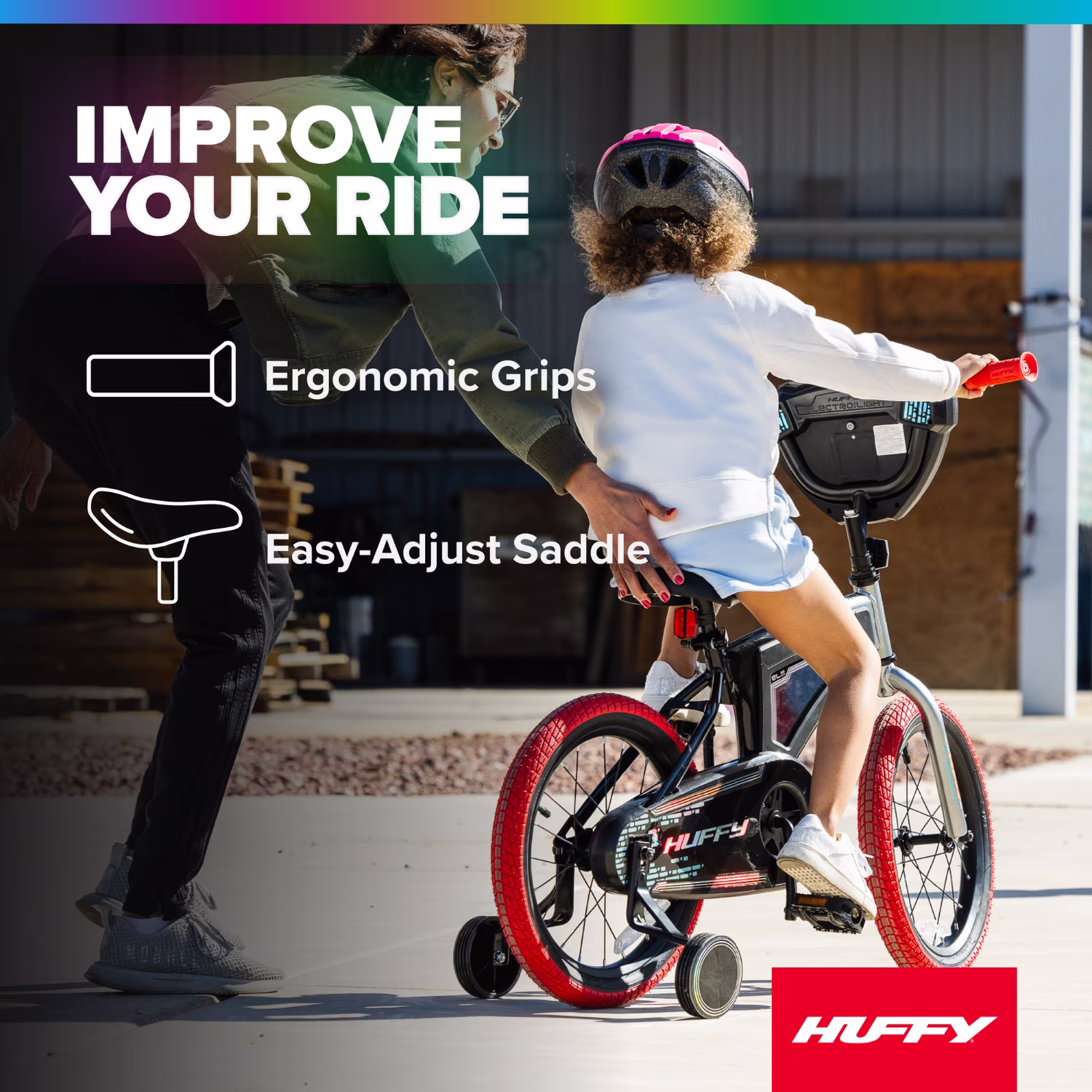 Huffy 16” Electro-Light Kids Bike, Fits Riders 42”-48”, Red, Youth, Unisex - Image 4