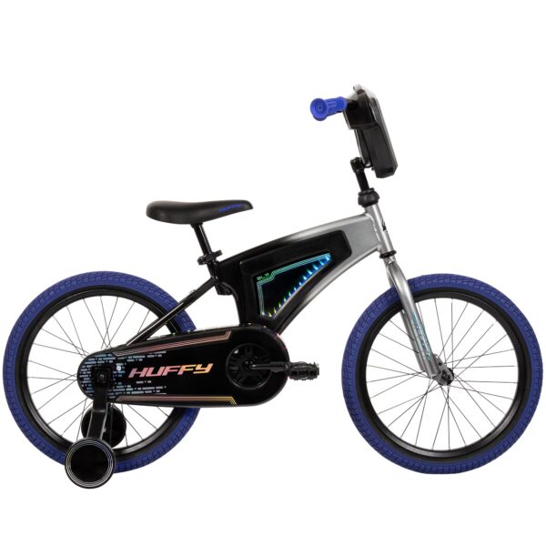 Huffy 18" Electro-Light Kids' Bike, Fits Riders 42"-49", Grey/Purple, Kids, Unisex