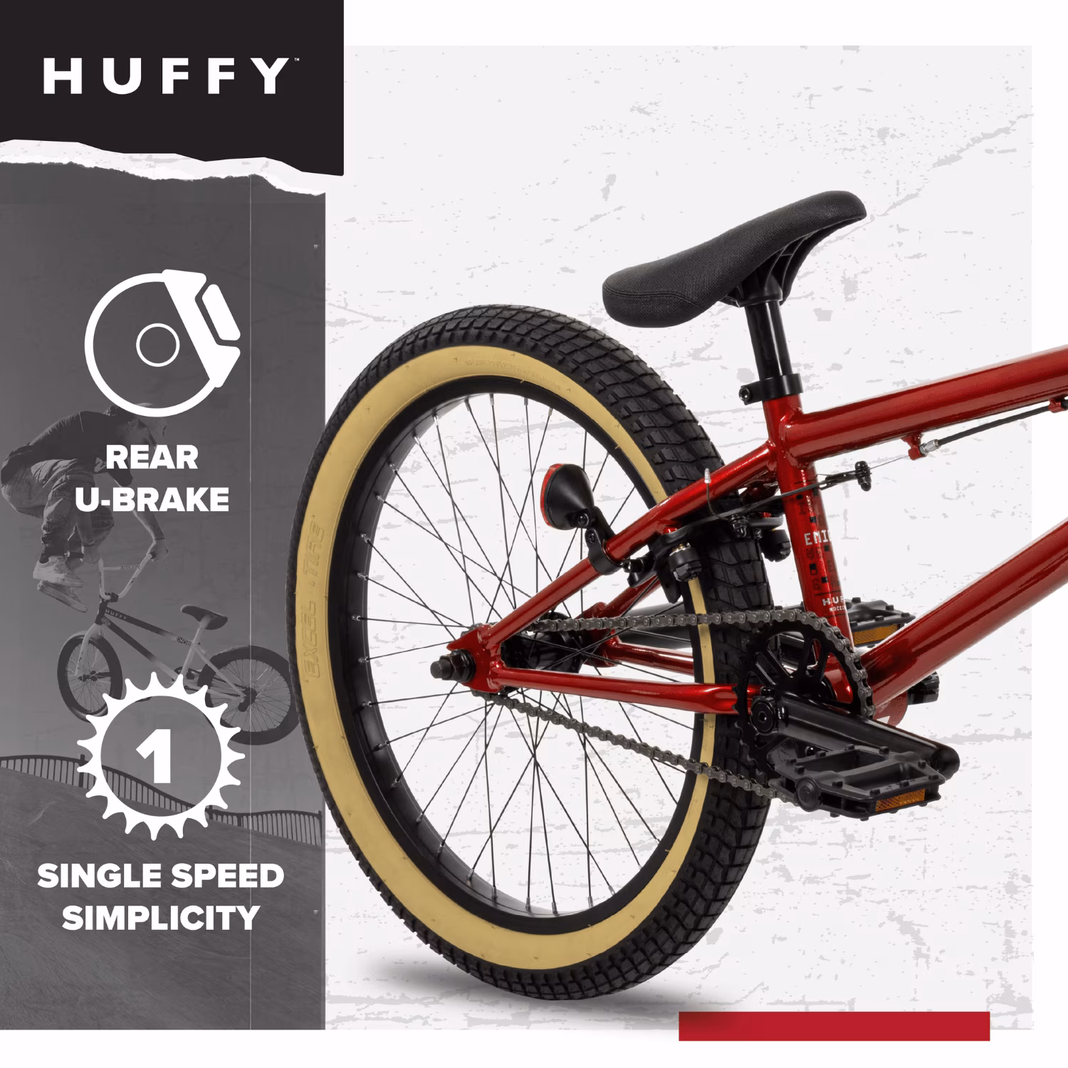 Huffy 20” Enigma BMX Freestyle Bike, Kids/Teens, Candy Apple Red, Unisex - Image 2