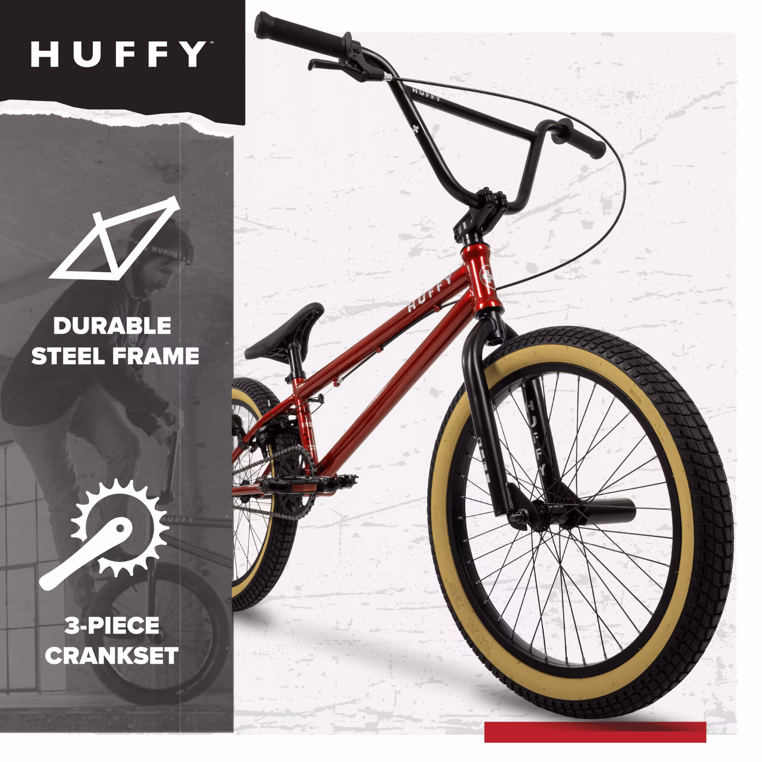 Huffy 20” Enigma BMX Freestyle Bike, Kids/Teens, Candy Apple Red, Unisex - Image 4