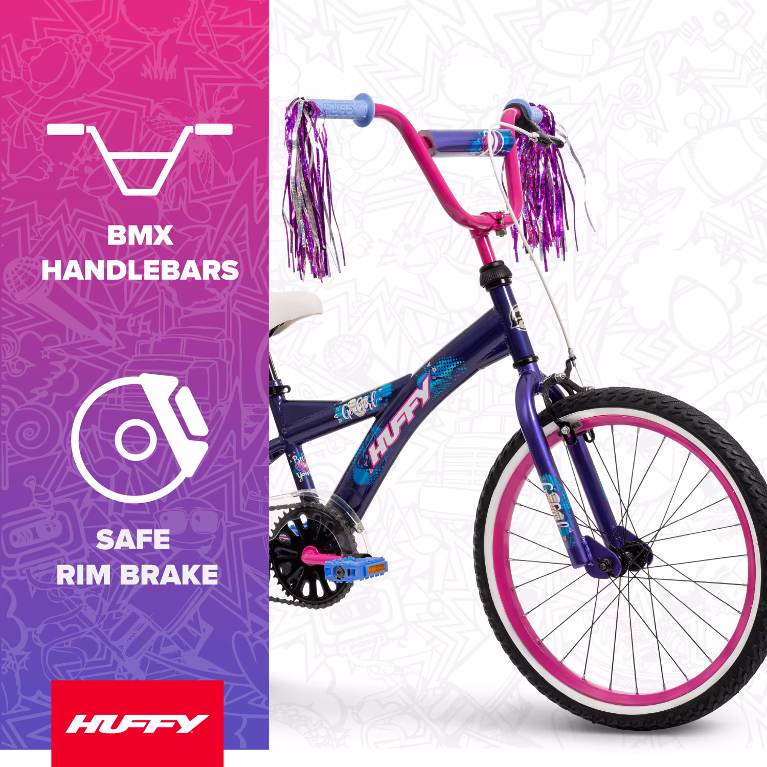 Huffy 20" Go Girl Kids’ Bike, EZ Build, Fits Riders 44" - 56", Purple, Youth, Girls - Image 5