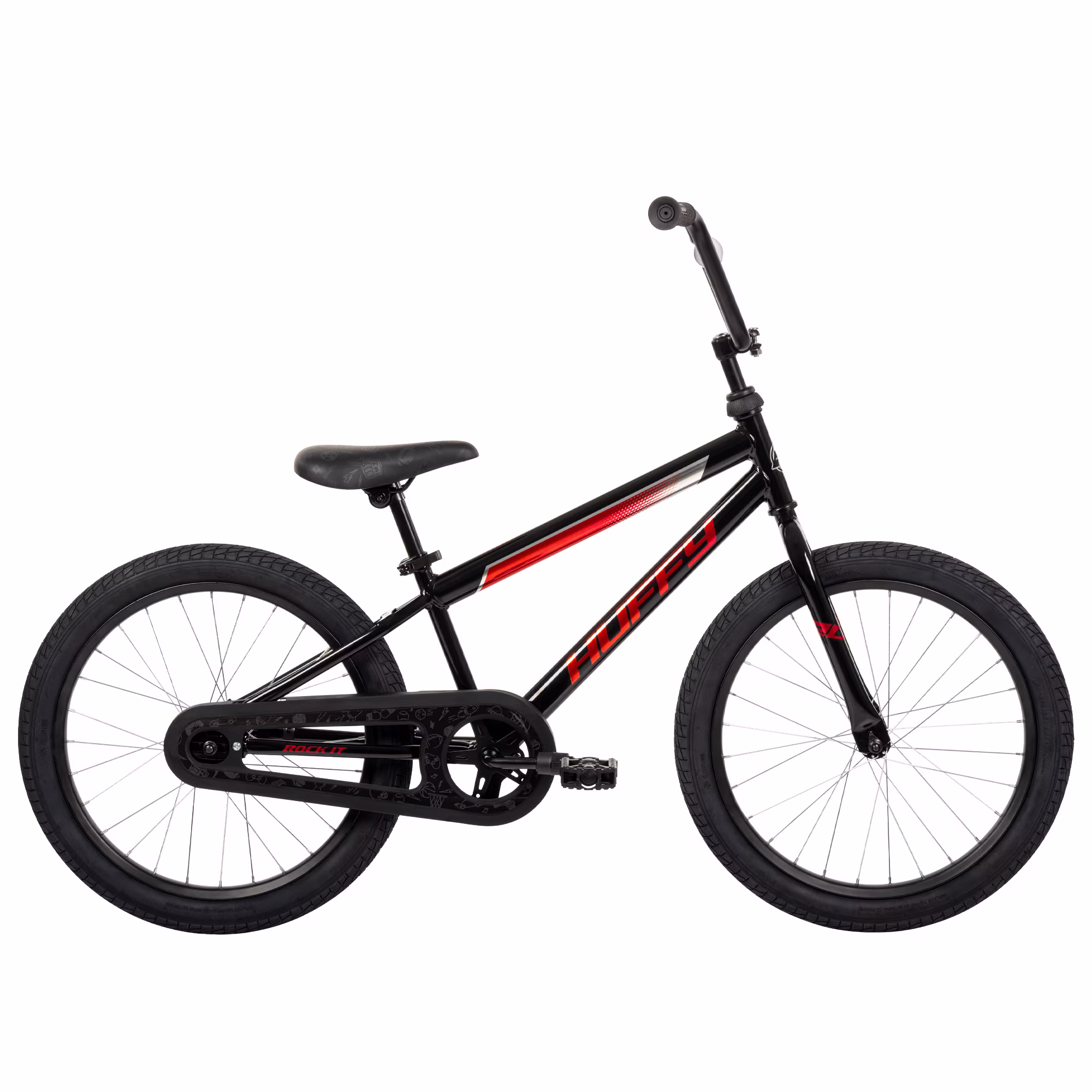 Huffy 20" Rock It Boys’ Kids’ Bike, Fits Riders 44”-56”, EZ Build, Black