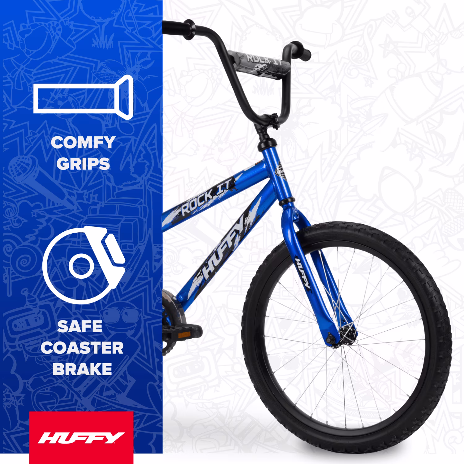 Huffy 20" Rock It Kids' Bike, Fits Riders 44"-56", Blue, Youth, Boys - Image 5
