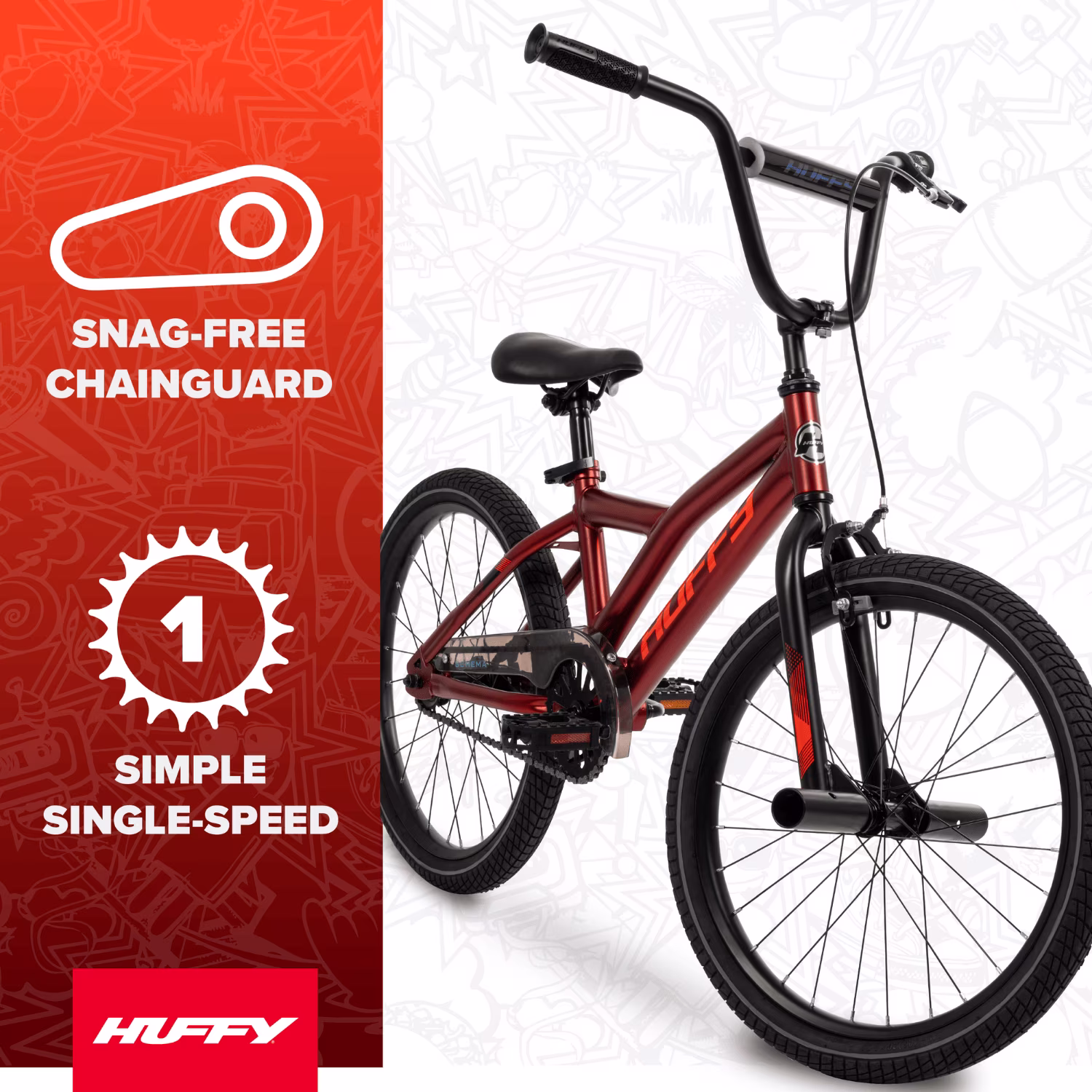 Huffy 20" Schema BMX-Style Bike, Fits Riders 44”+, Red, Kids/Teens, Unisex - Image 4