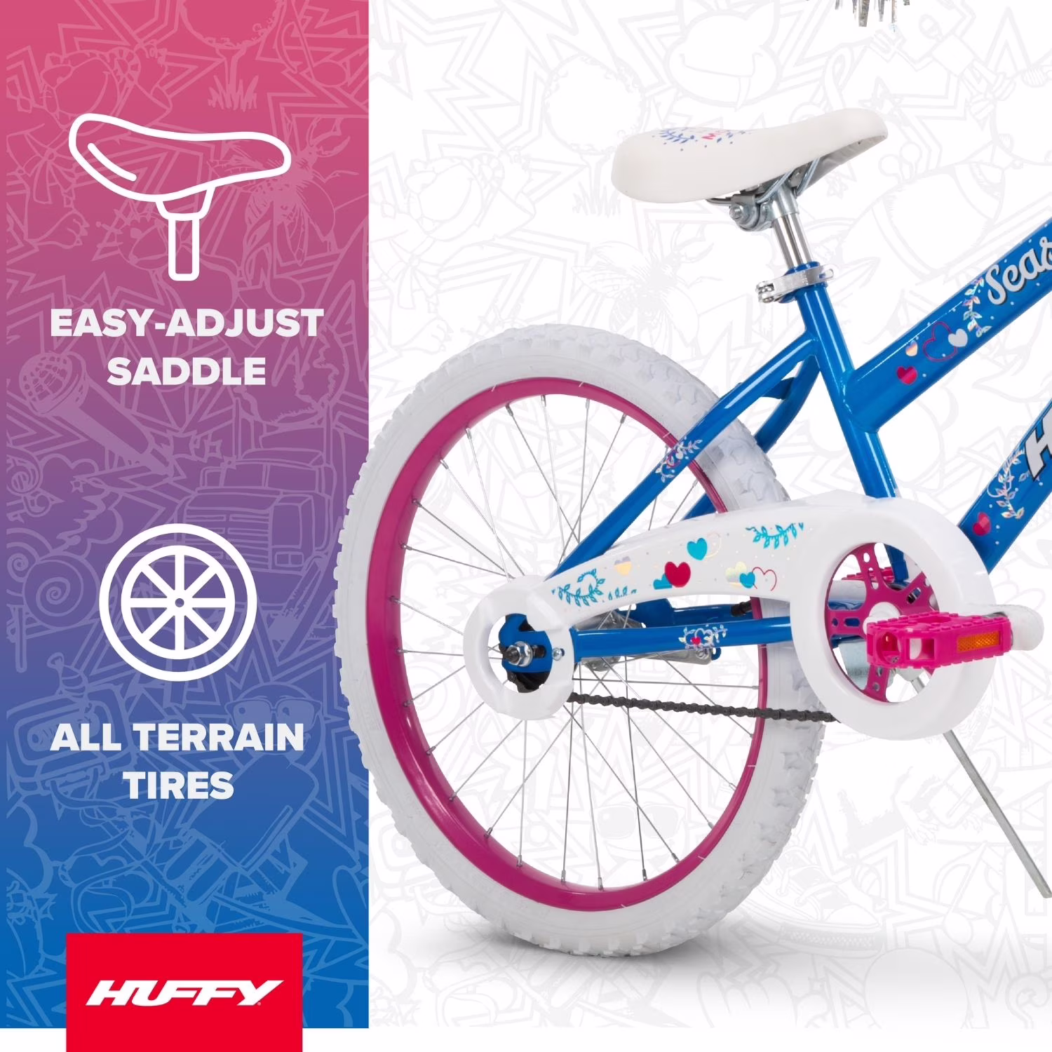 Huffy 20" Sea Star Kids' Bike, Fits Riders 44" - 56", Blue/Pink, Youth, Girls - Image 3