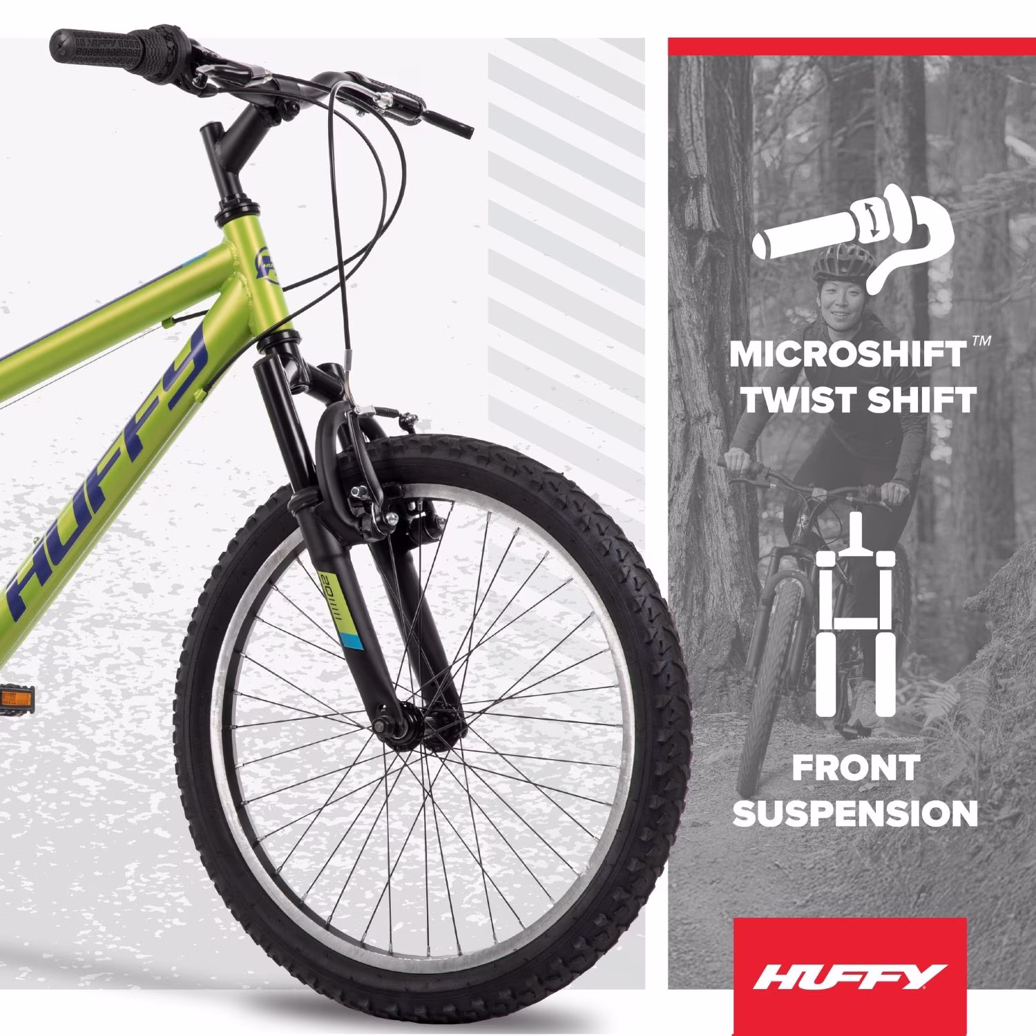 Huffy 20" Stone Mountain Bike, Fits Riders 44"-56", Lime, Kids, Boys - Image 2