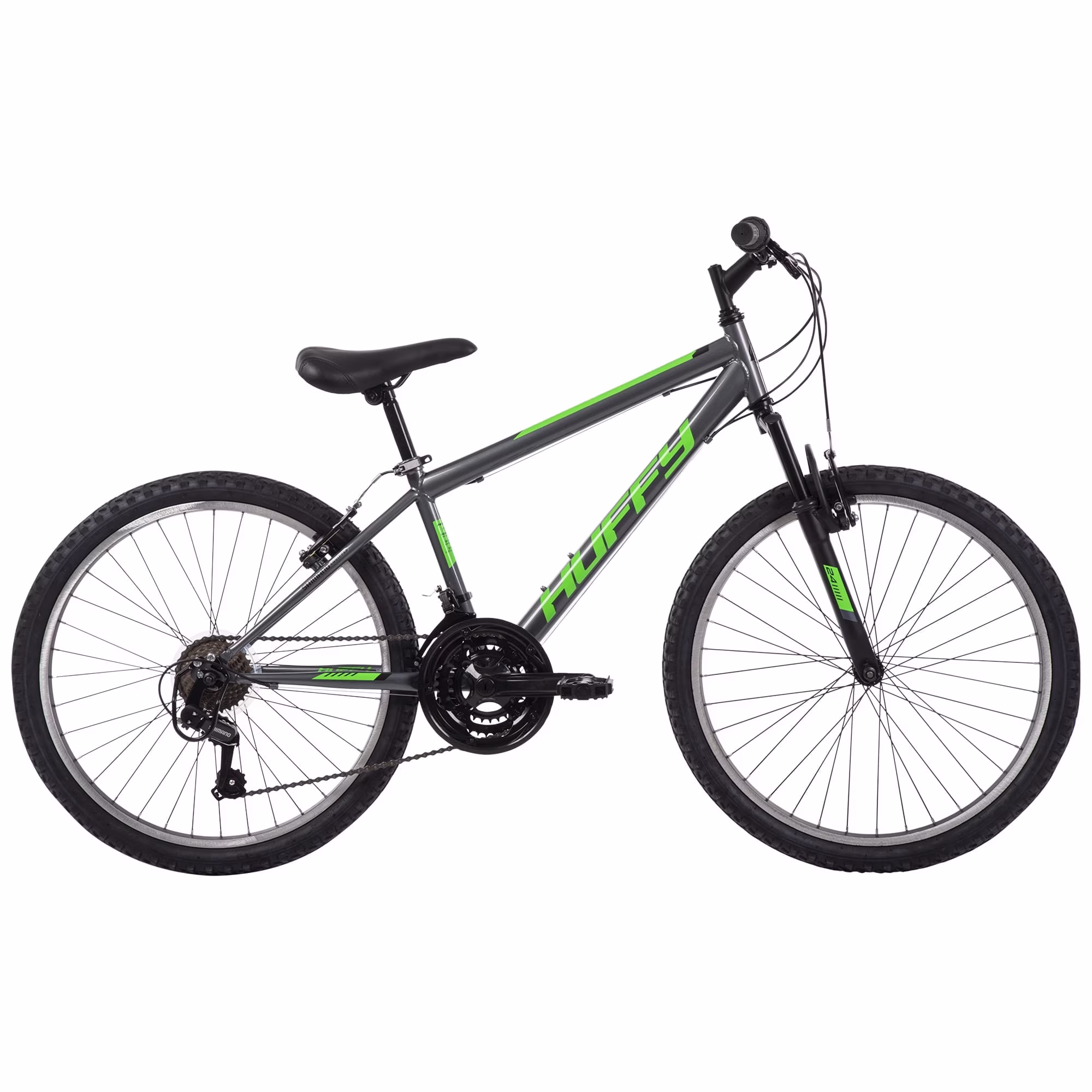 Huffy 24" Stone Mountain Bike, Fits Riders 58"-70", Charcoal Gloss, Kids/Adults, Boys/Men