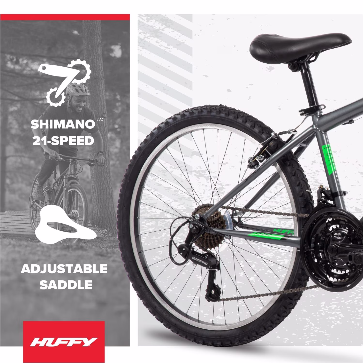 Huffy 24" Stone Mountain Bike, Fits Riders 58"-70", Charcoal Gloss, Kids/Adults, Boys/Men - Image 5