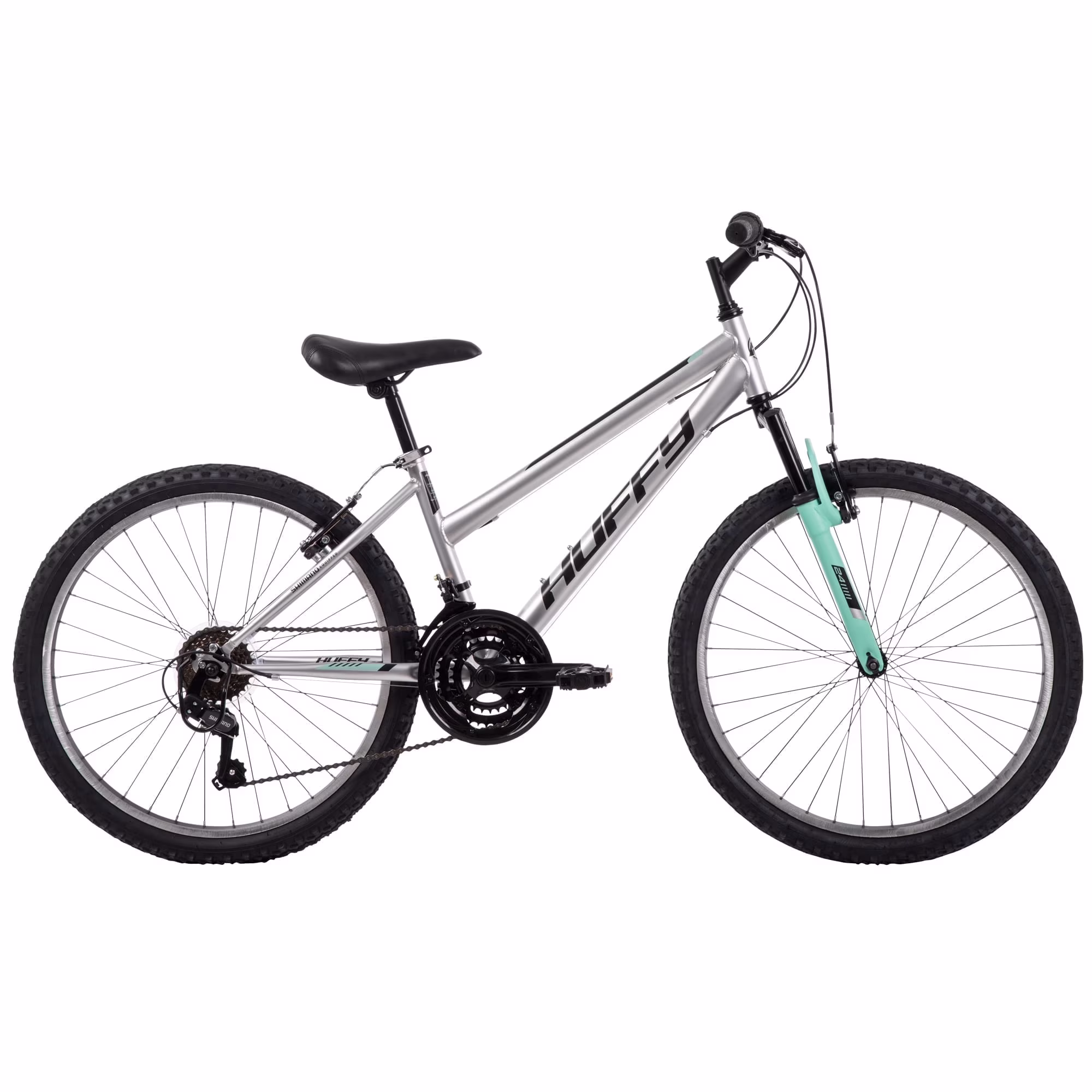 Huffy 24" Stone Mountain Bike, Fits Riders 58"-70", Metallic Nickel, Kids/Adults, Girls/Women