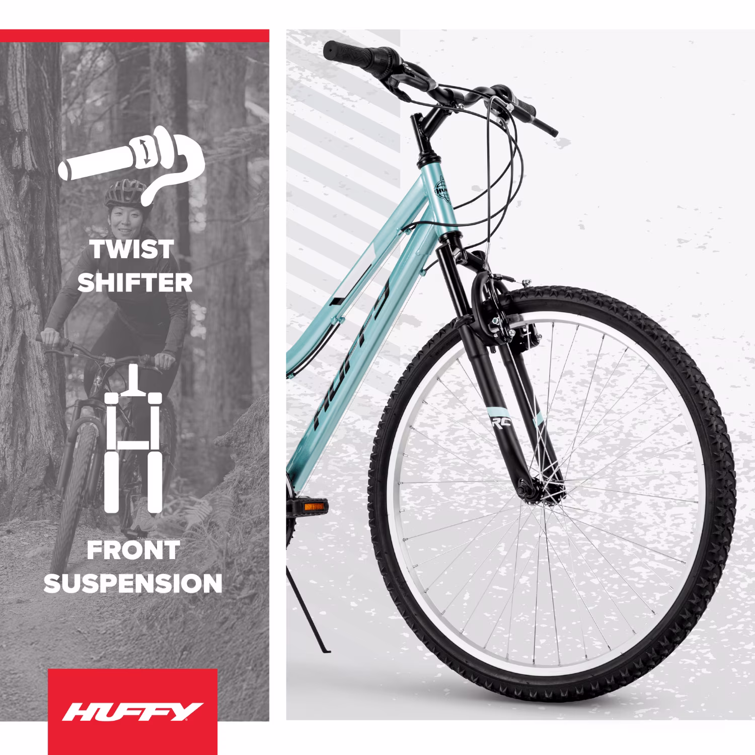 Huffy 26" Rock Creek Mountain Bike, Fits Riders 60"+, Teal, Adult, Women's - Image 4