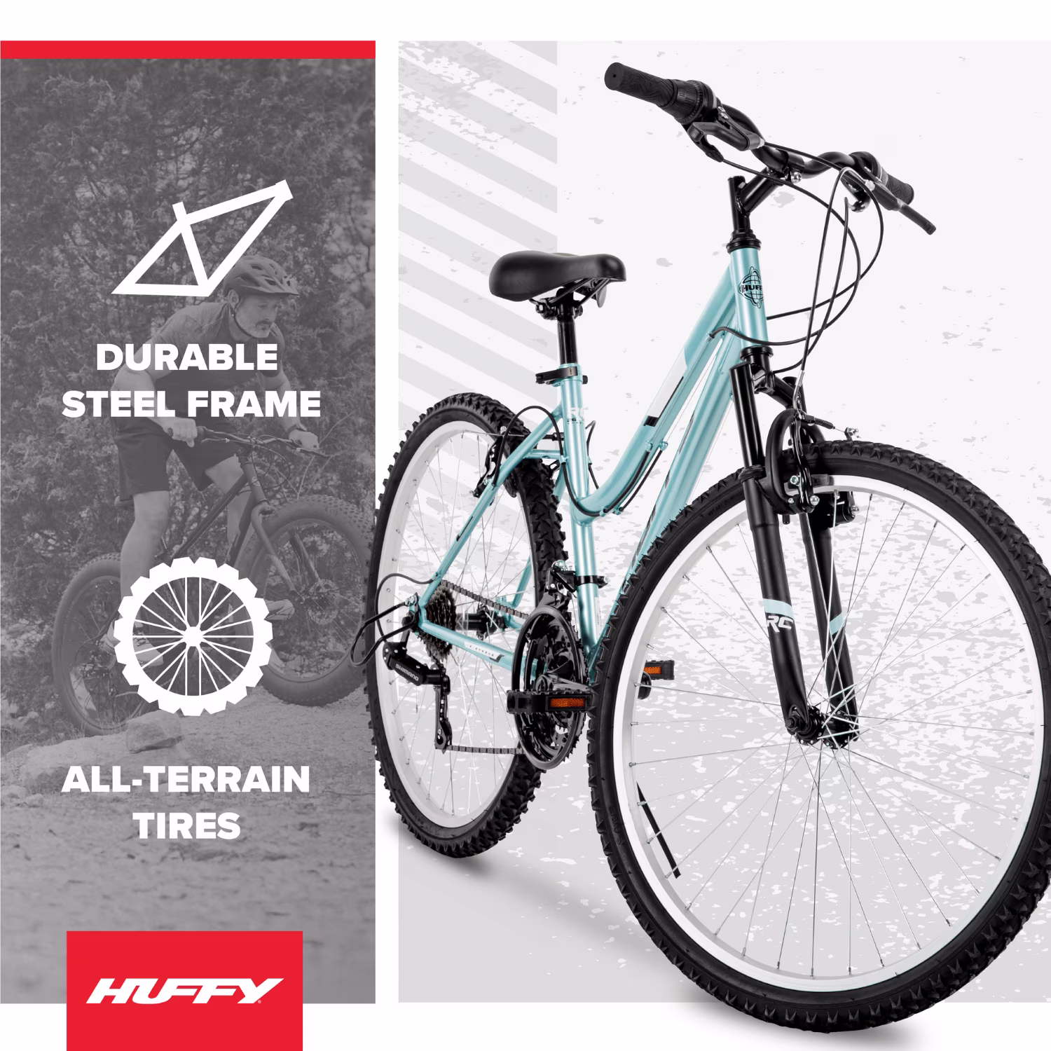 Huffy 26" Rock Creek Mountain Bike, Fits Riders 60"+, Teal, Adult, Women's - Image 3