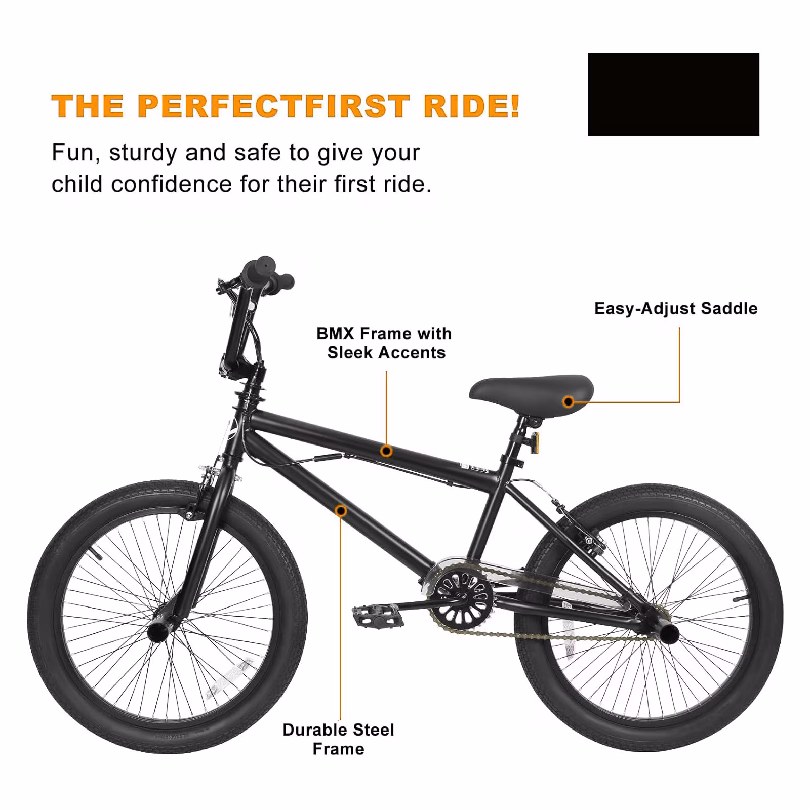 Hykolity 20 inch BMX Bike Freestyle Cycling Trick Bicycle with 4 Pegs for Teenage Adults Men Women Beginners Street Stunt Bike V-Brake Black - Image 2