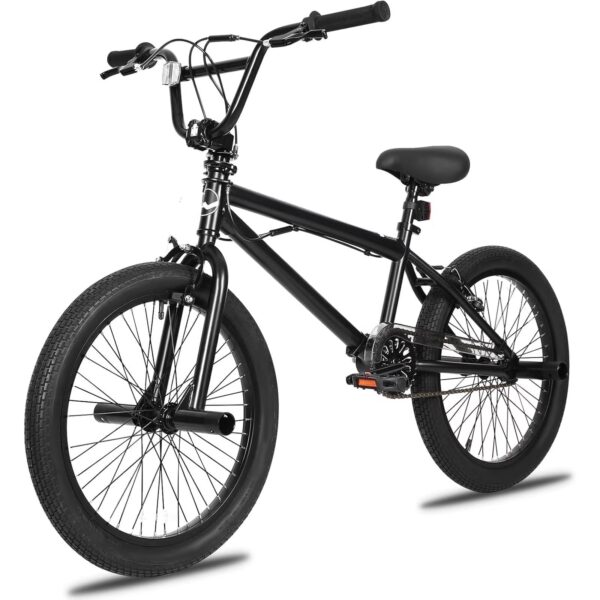Hykolity 20 inch BMX Bike Freestyle Cycling Trick Bicycle with 4 Pegs for Teenage Adults Men Women Beginners Street Stunt Bike V-Brake Black