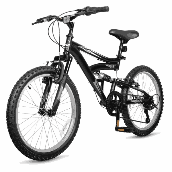 Hykolity 20 Inch Kids Mountain Bike Boys Girls Youth Bicycle For Ages 6-12 Children Bikes Dual Full Suspension Front And Rear V-Brakes 6 Speeds Drivetrain, Black