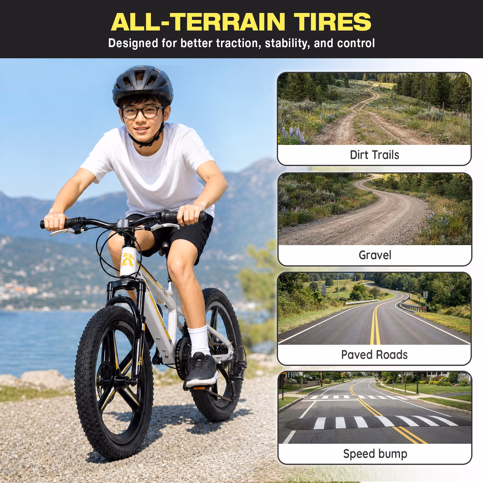 Hykolity 20 inch Kids Mountain Bike for Boys Girls Age 7-13 Year Old Children Bicycle 7 Speed Dual Disc Brake Front Suspension Fork Adjustable Seat, White - Image 5