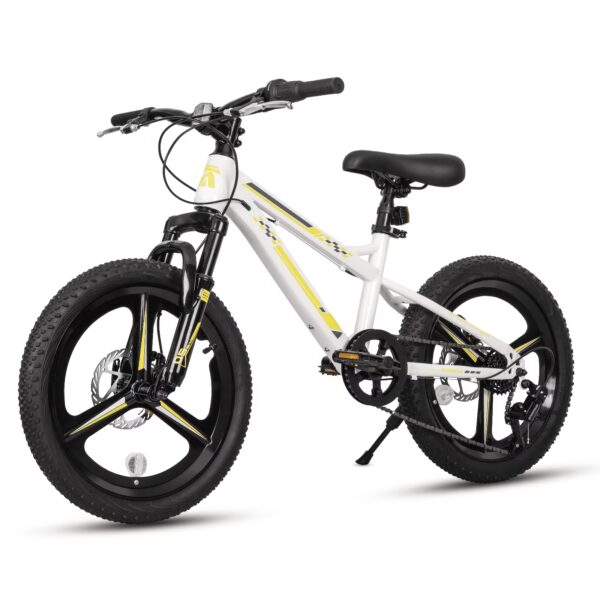 Hykolity 20 inch Kids Mountain Bike for Boys Girls Age 7-13 Year Old Children Bicycle 7 Speed Dual Disc Brake Front Suspension Fork Adjustable Seat, White