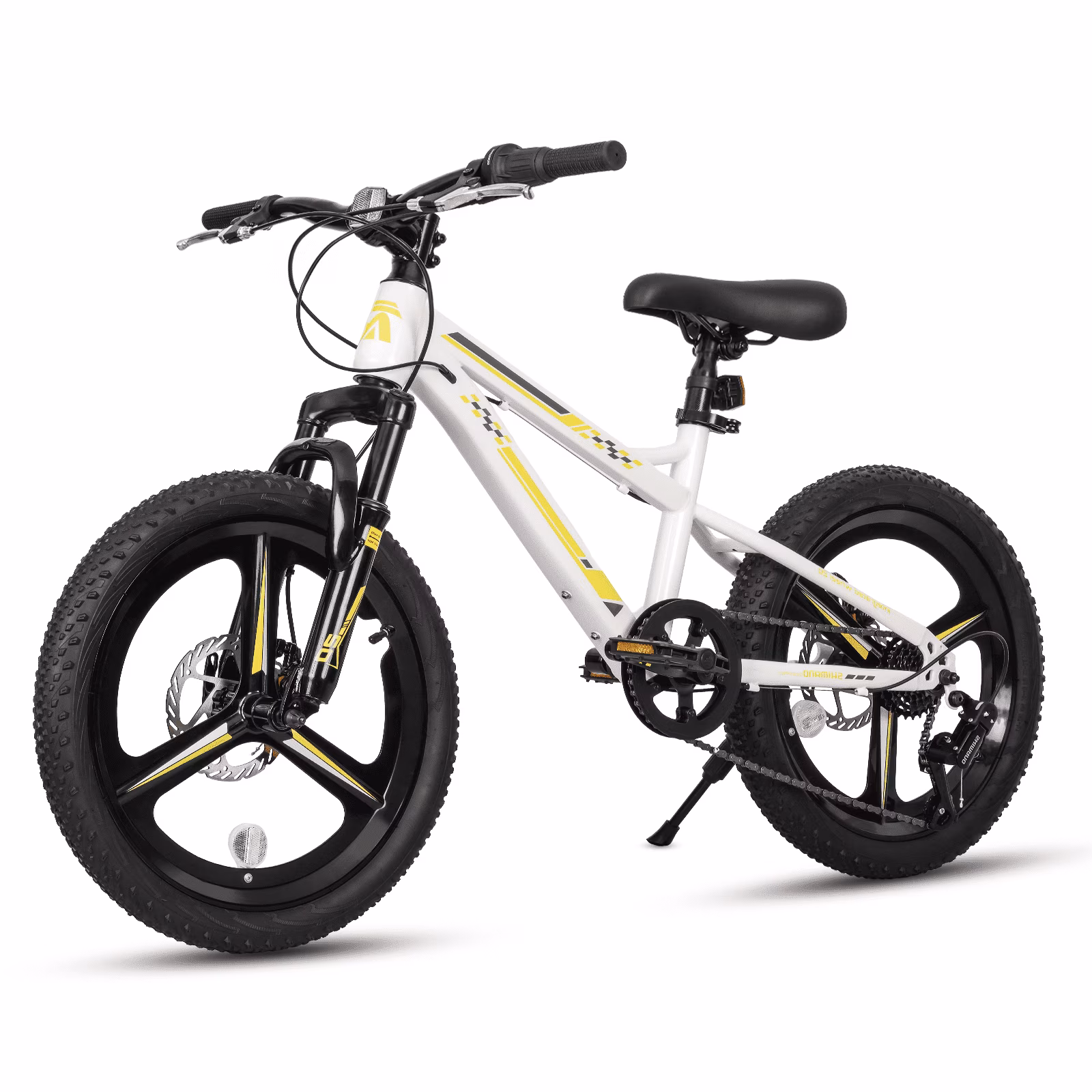 Hykolity 20 inch Kids Mountain Bike for Boys Girls Age 7-13 Year Old Children Bicycle 7 Speed Dual Disc Brake Front Suspension Fork Adjustable Seat, White