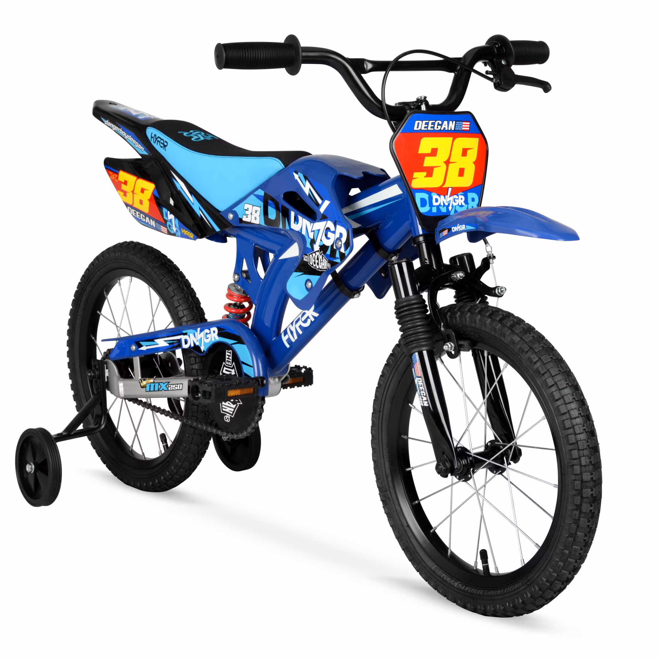Hyper Bicycles 16" 'Danger Boy' Deegan Moto Bike, Children Ages 5-7, Blue
