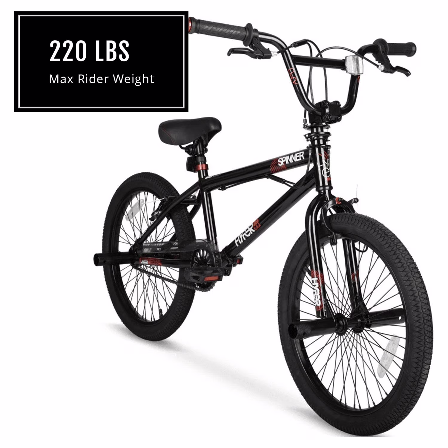 Hyper Bicycles 20" Boy's Spinner BMX Bike, Children Ages 8-13, Black - Image 3