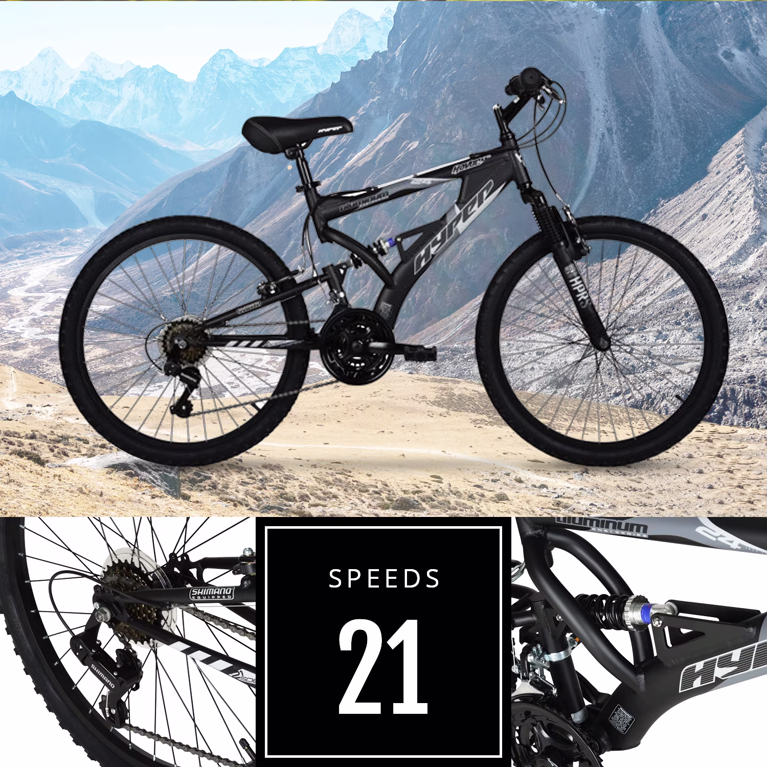 Hyper Bicycles 24" Havoc Mountain Bike, Children Ages 10-14, Black - Image 4