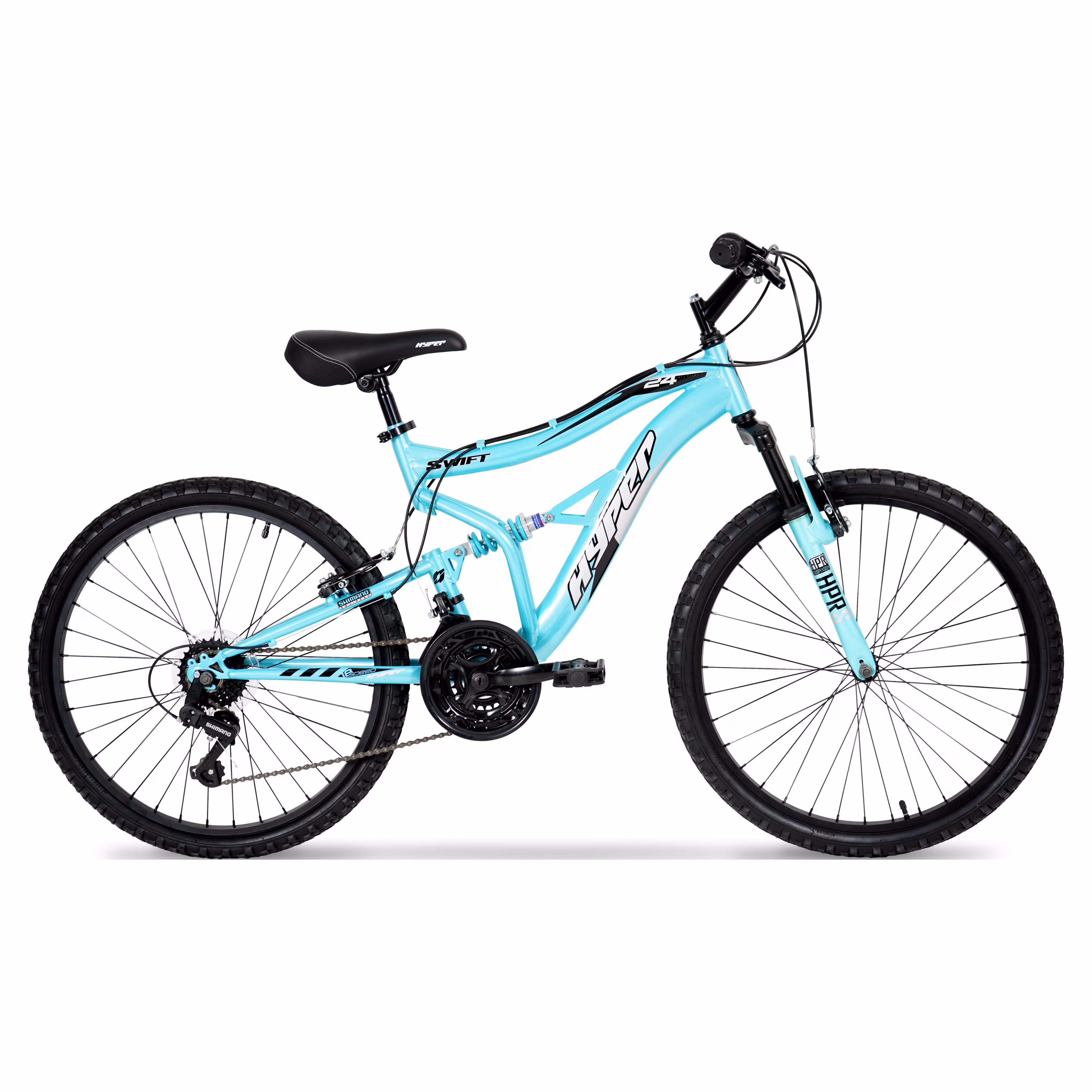 Hyper Bicycles Swift 24 in Girls' Mountain Bike, Blue