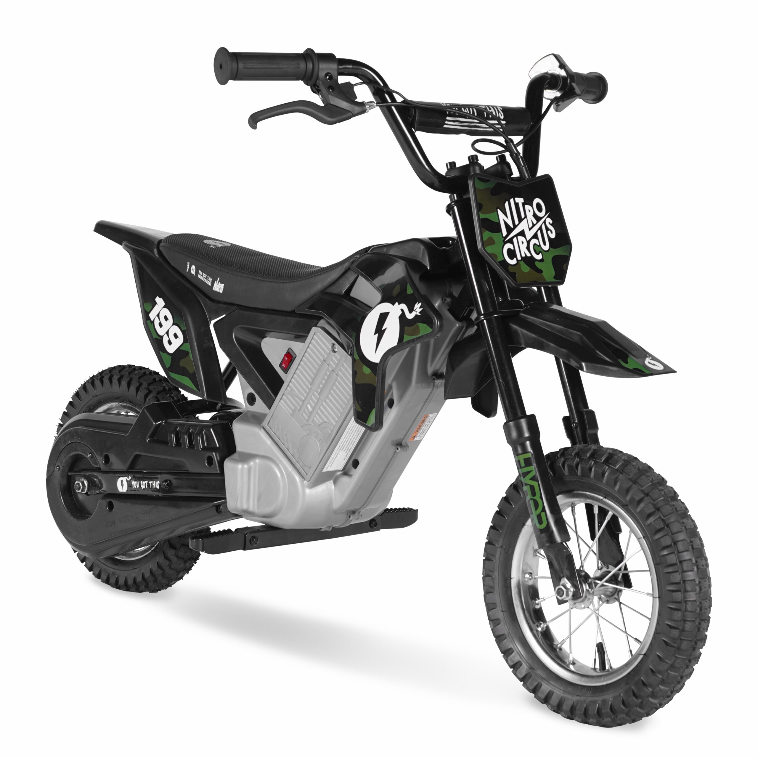 Hyper Toy Company, HPR350 24V Nitro Circus Electric Dirt Bike, Children Ages 13+, up to 14 MPH, Camo - Image 4