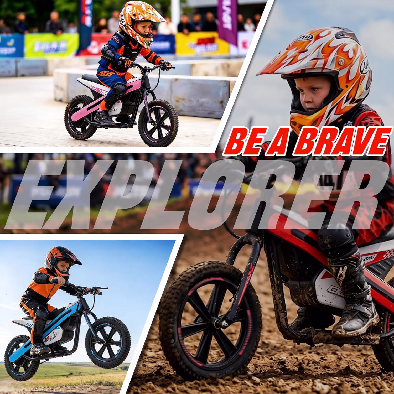 ICEELF 24V 300W Kids Electric Bike, Electric Dirt Bike with Flashing LED Lights, 2 Speed Settings, Music Function, for Boys Girls Ages 6+,Red - Image 2