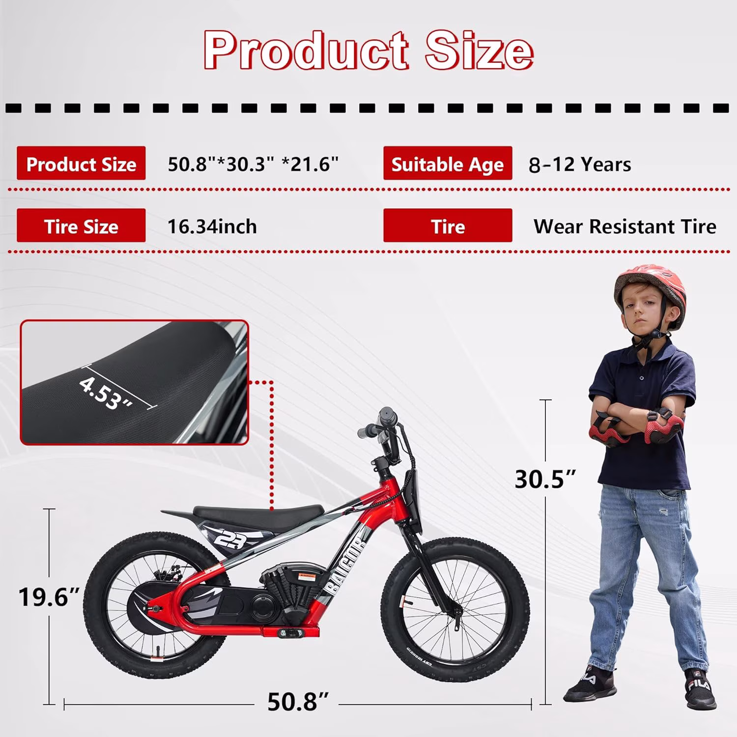 ICEELF 250w Electric Dirt Bike for Kids 8-12, 24v Detachable Battery Electric Balance Bike, 16" Tires, up to 15mph Kids Electric Bike for Outdoor Riding - Image 2