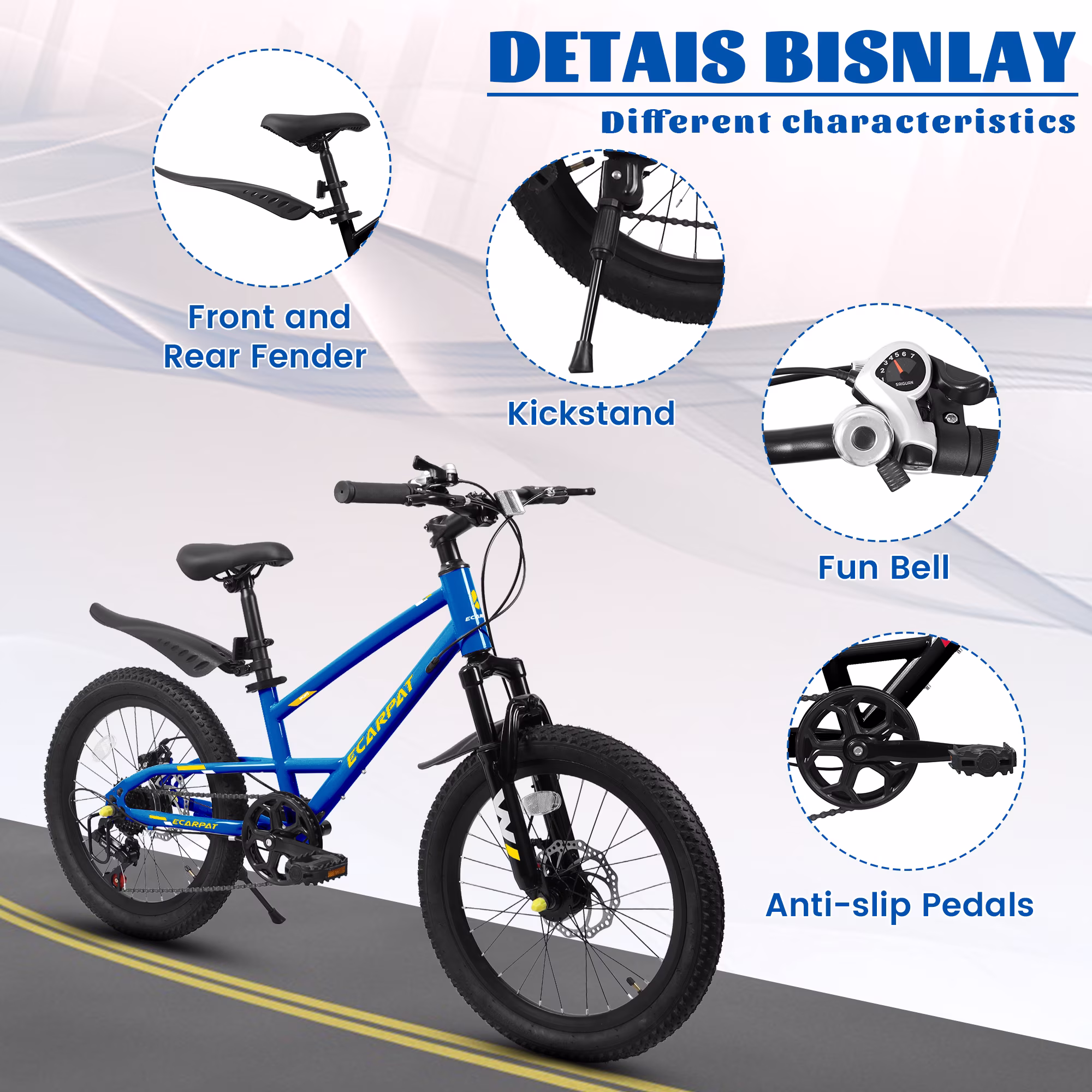 imerelez Kids Bike 20 Inch for Boys Girls Ages 5-10, 7-Speed Gear Shift with Disc Brakes & Front Suspension, 85% Pre-Assembled Steel Frame Bicycle, Blue - Image 4