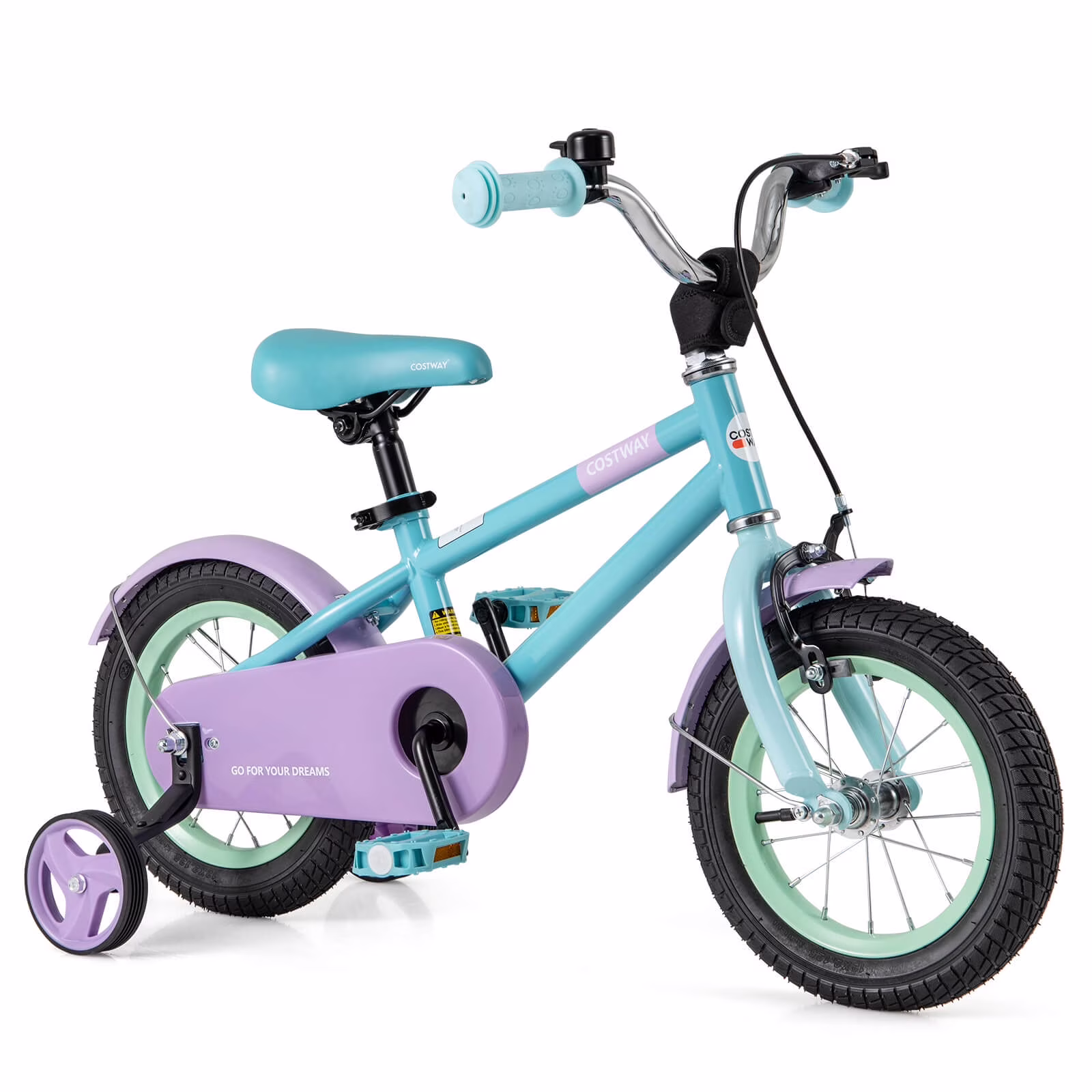 Infans 12" Kids Bike w/Adjustable Saddle Handlebar Removable Training Wheels Handbrake