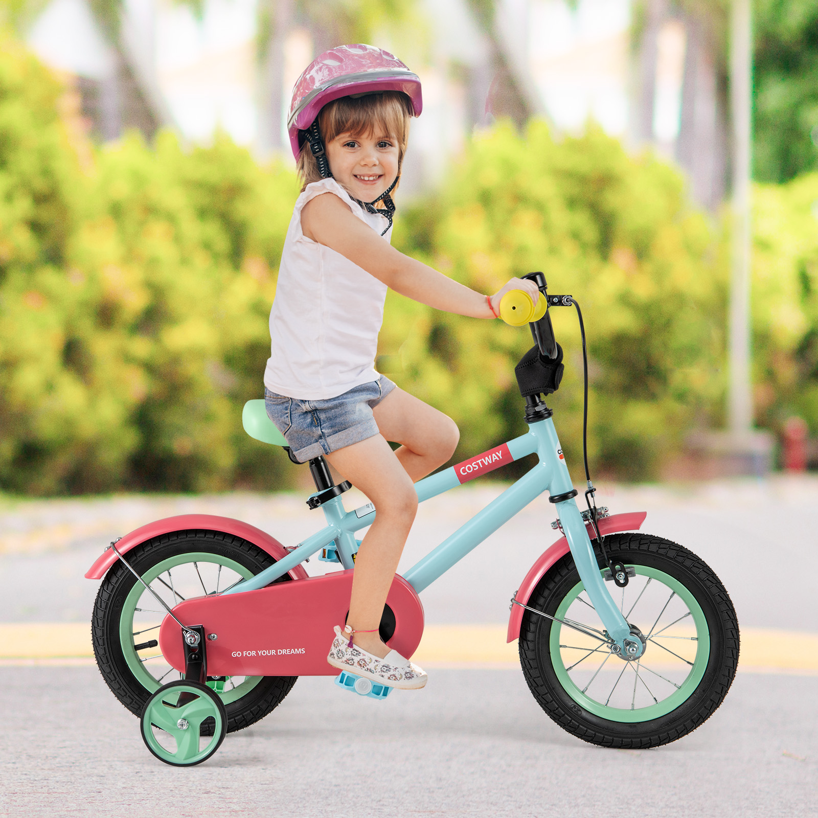 Infans 12" Kids Bike w/Adjustable Saddle Handlebar Removable Training Wheels Handbrake - Image 3