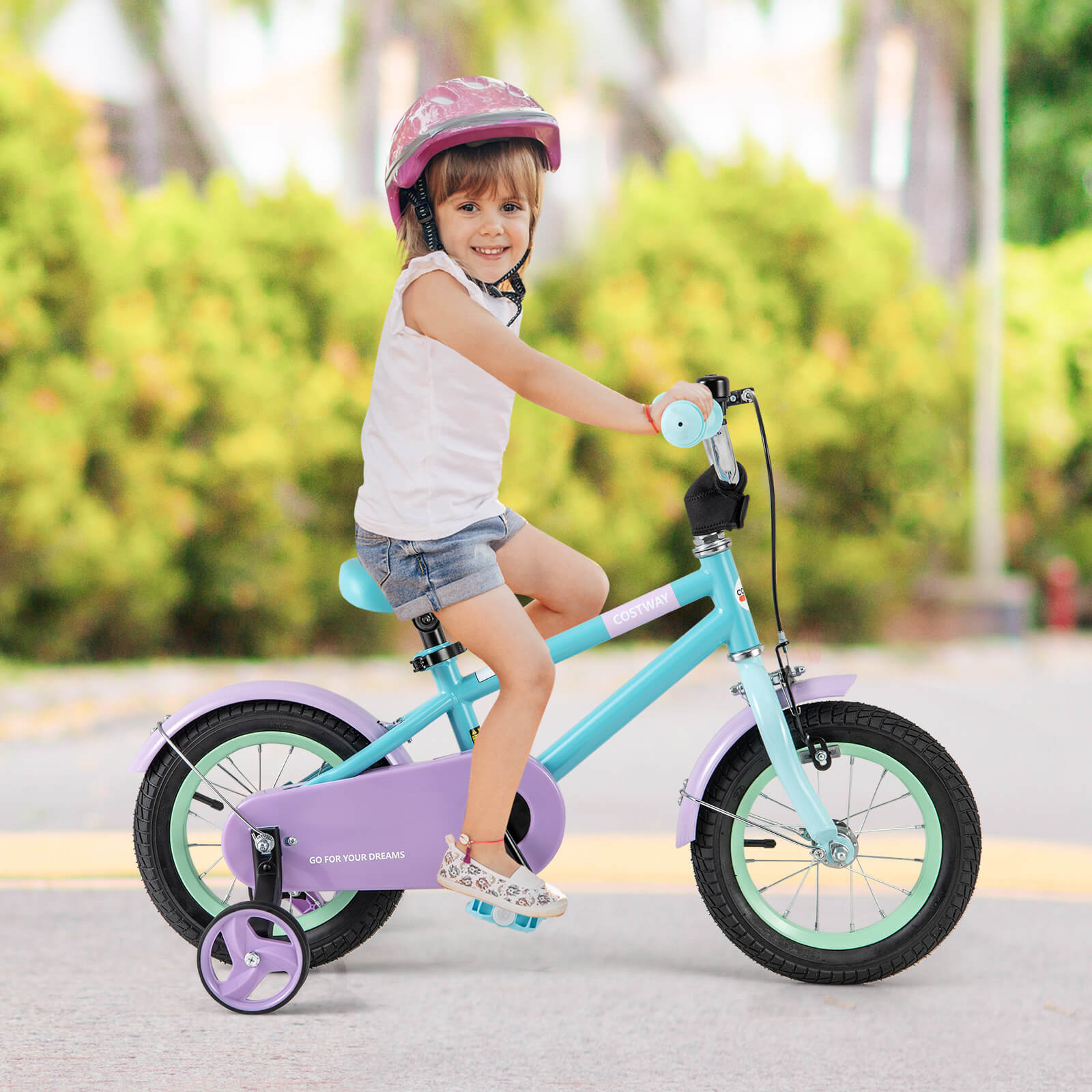 Infans 12" Kids Bike w/Adjustable Saddle Handlebar Removable Training Wheels Handbrake - Image 4