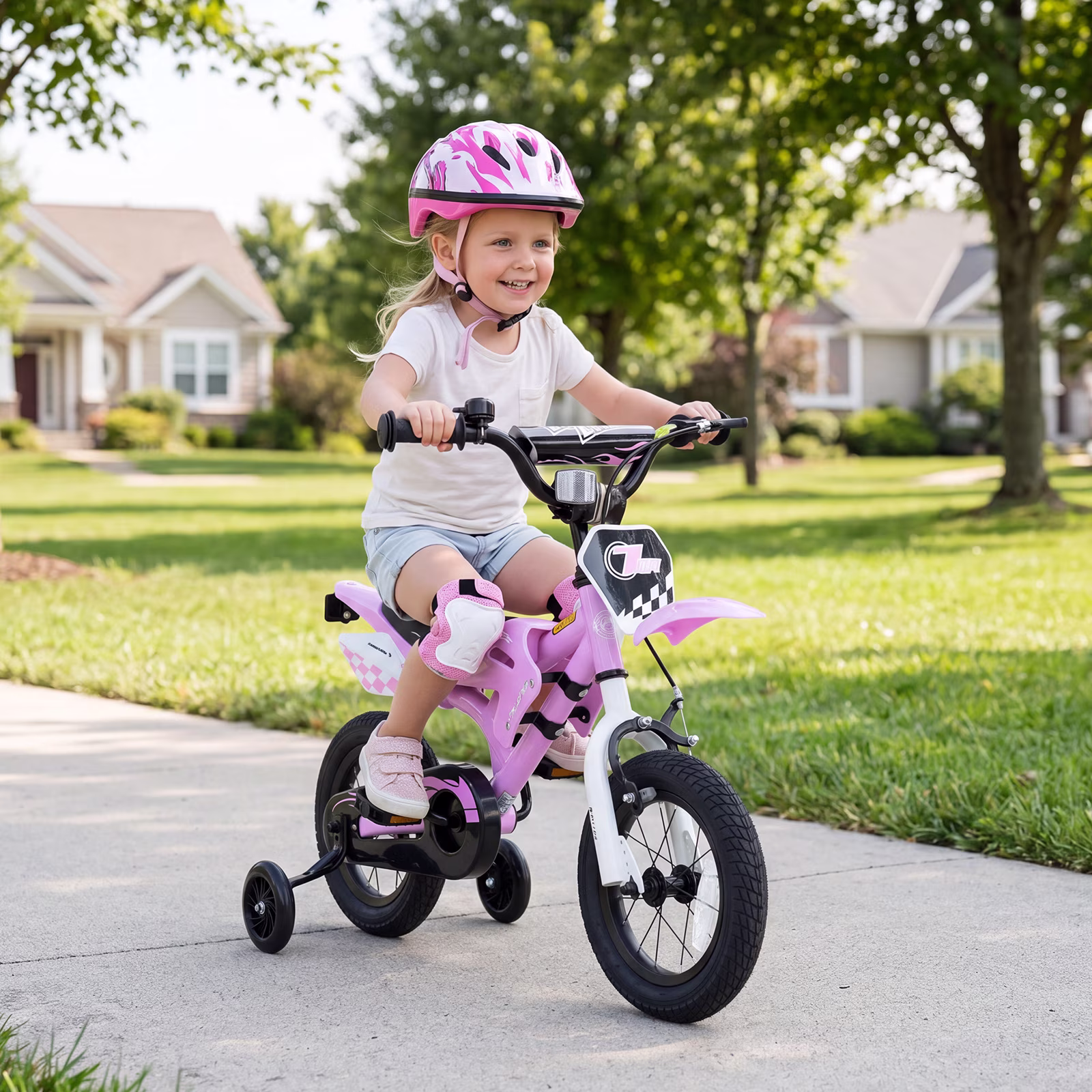 Infans 12" Kids Bike w/Removable Training Wheels Dual Brake System for Ages 3-4 Years - Image 3