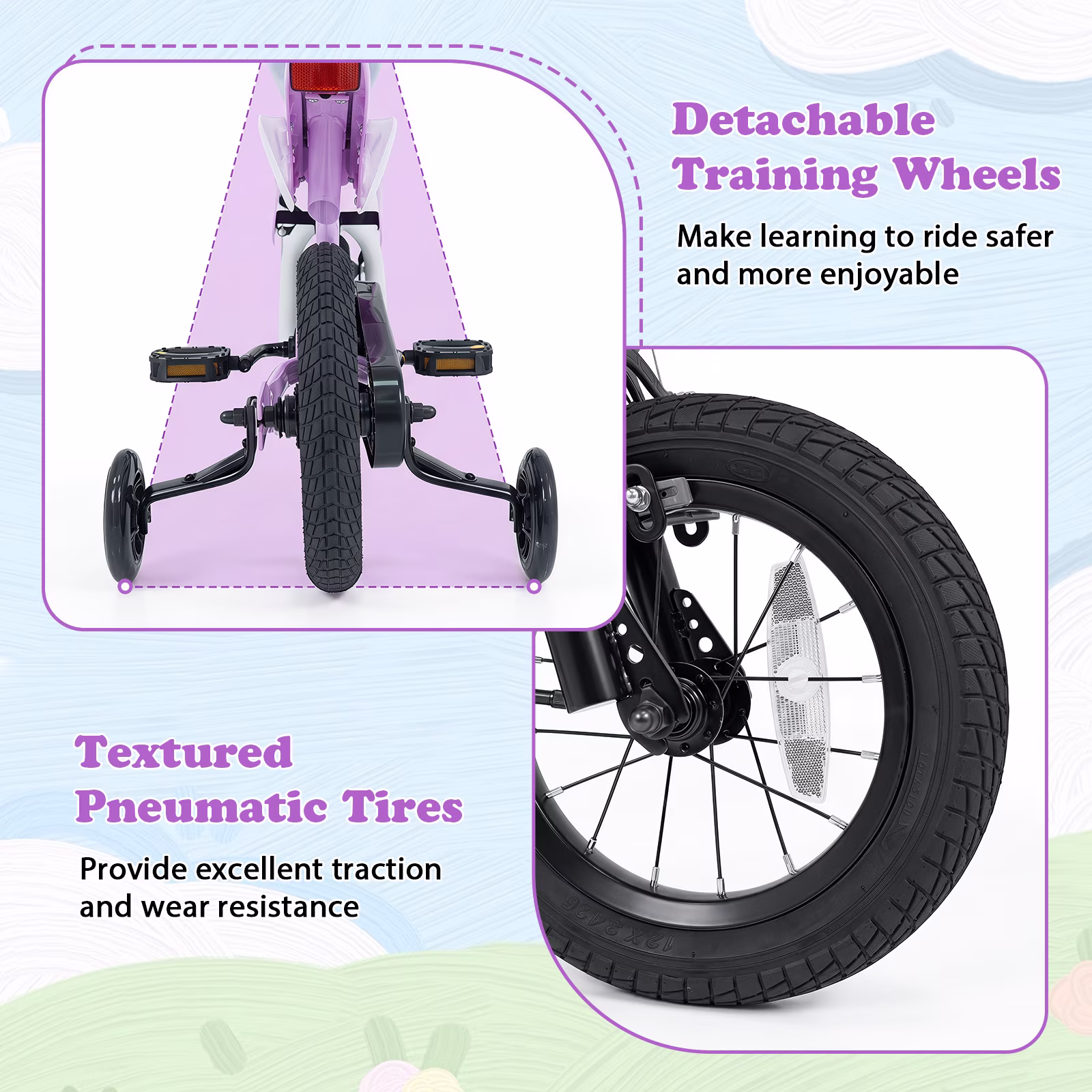 Infans 12" Kids Bike w/Removable Training Wheels Dual Brake System for Ages 3-4 Years - Image 5