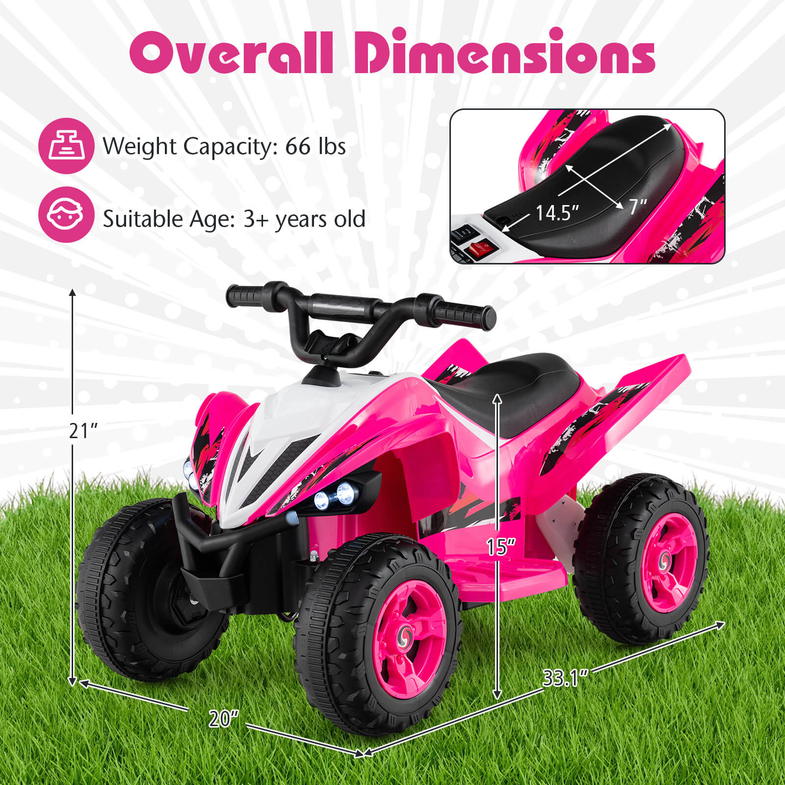 Infans 12V Quad 4 Wheeler Ride on Toy with Music, Light, USB Port, Wireless Connection - Image 3