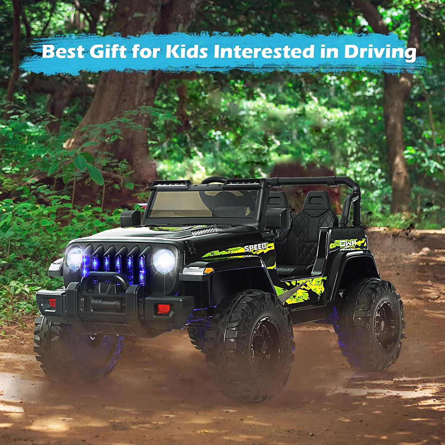 INFANS 12V Ride on Truck Car with Parents Remote Control, 3 Speeds, Bluetooth Music Radio, LED Lights, Soft Start, Electric Vehicles for Boys Girls Kids Toddler - Image 4