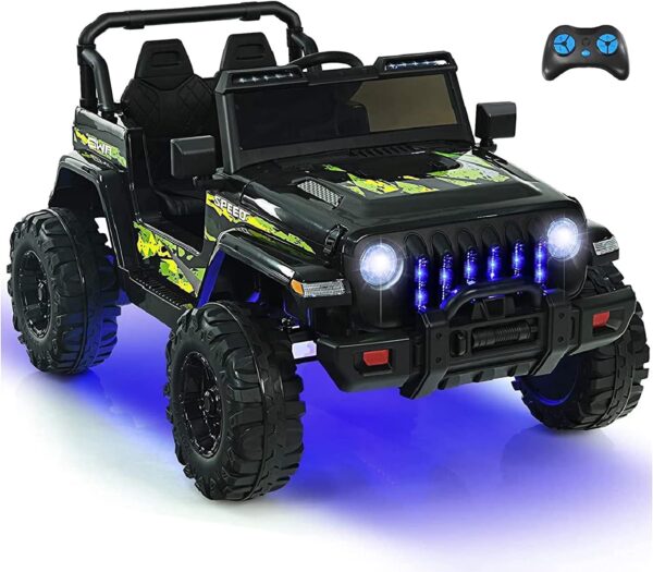 INFANS 12V Ride on Truck Car with Parents Remote Control, 3 Speeds, Bluetooth Music Radio, LED Lights, Soft Start, Electric Vehicles for Boys Girls Kids Toddler