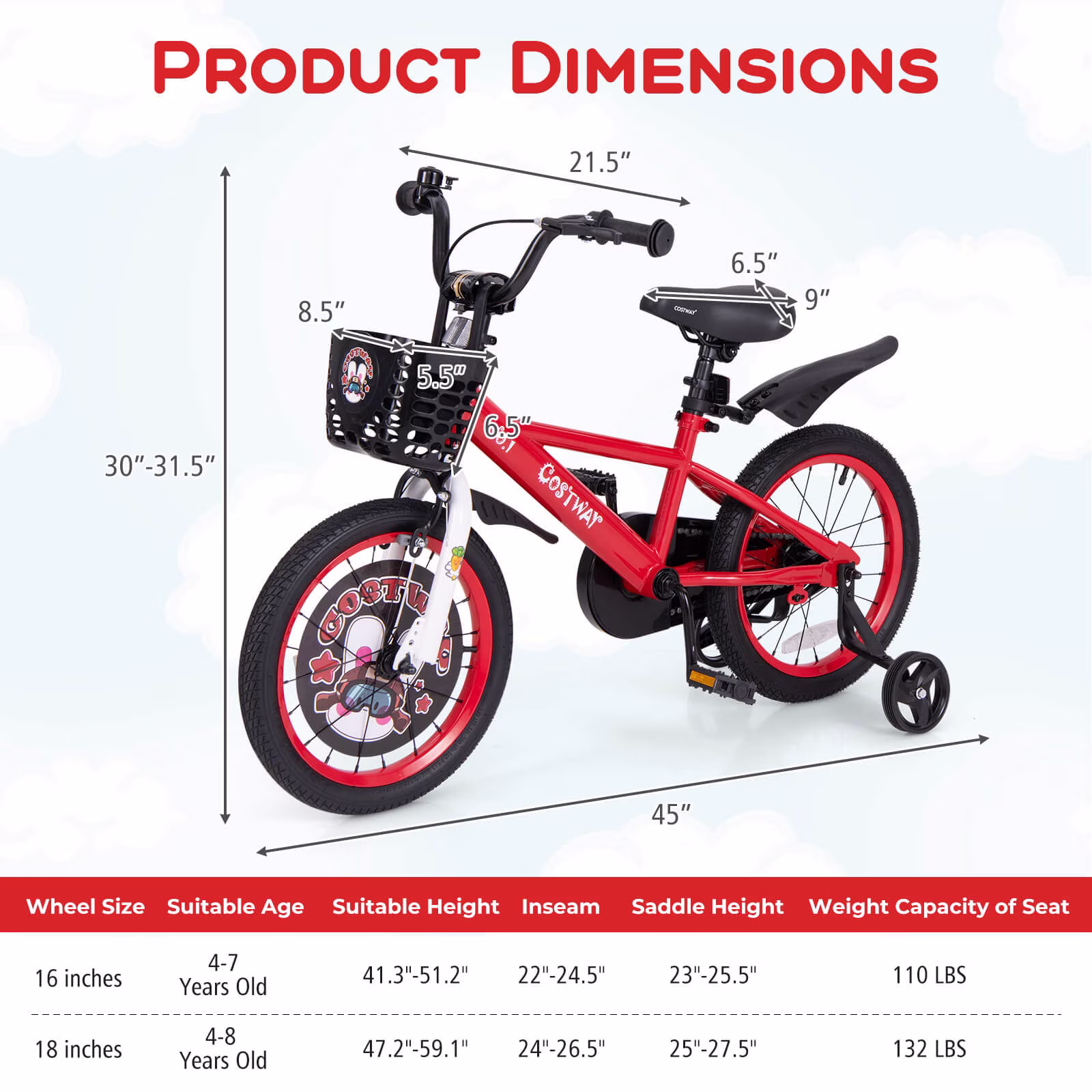 Infans 16" Kid’s Bike for 4-7 with Height-Adjustable Handlebar & Saddle Handbrake - Image 5
