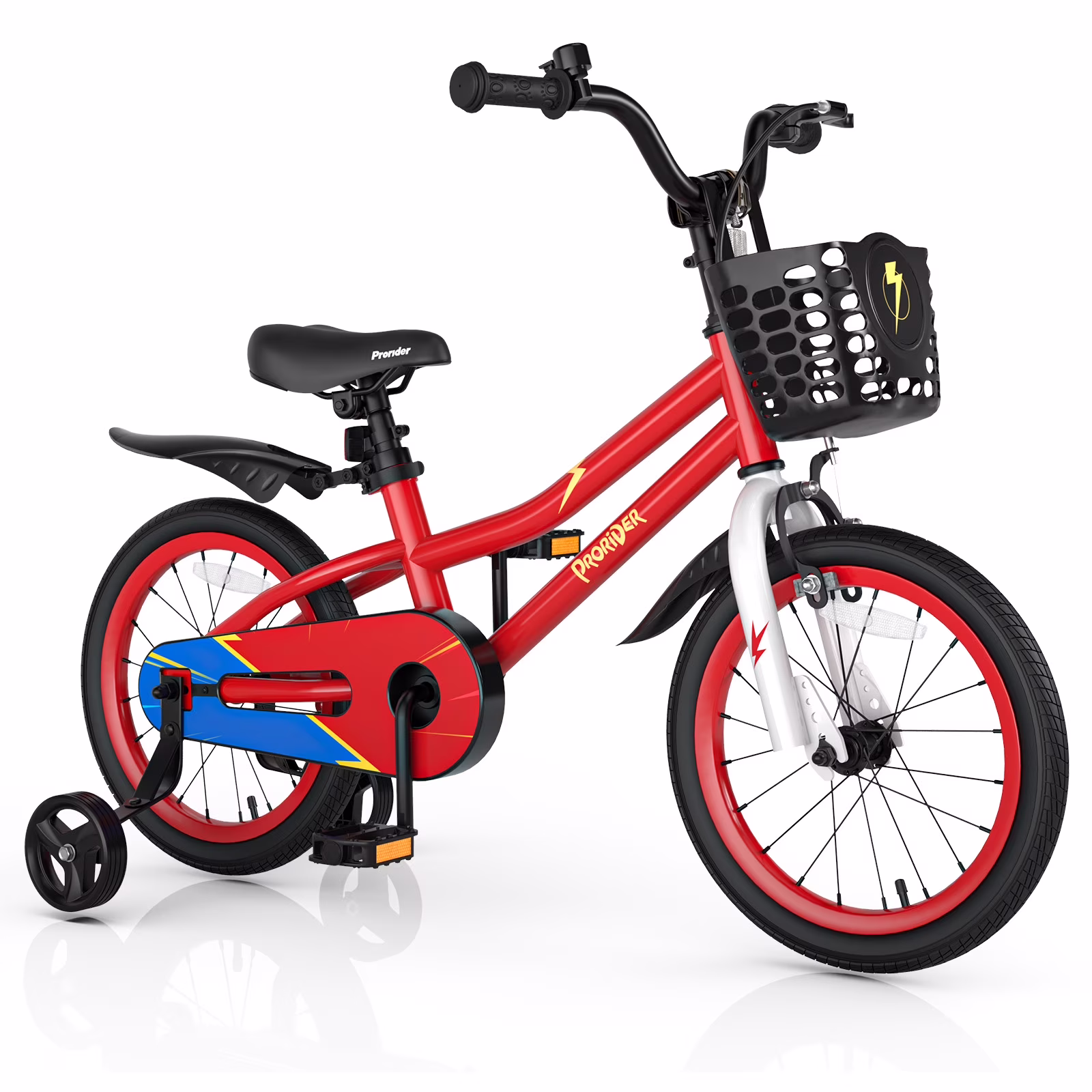 Infans 16" Kid’s Bike w/Removable Training Wheels & Basket for 4-7 Years Old Red