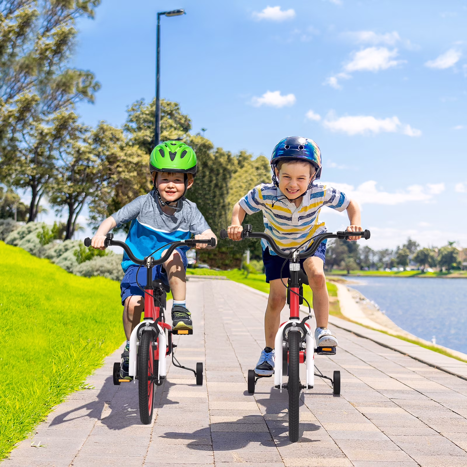Infans 16" Kid’s Bike w/Removable Training Wheels & Basket for 4-7 Years Old Red - Image 5