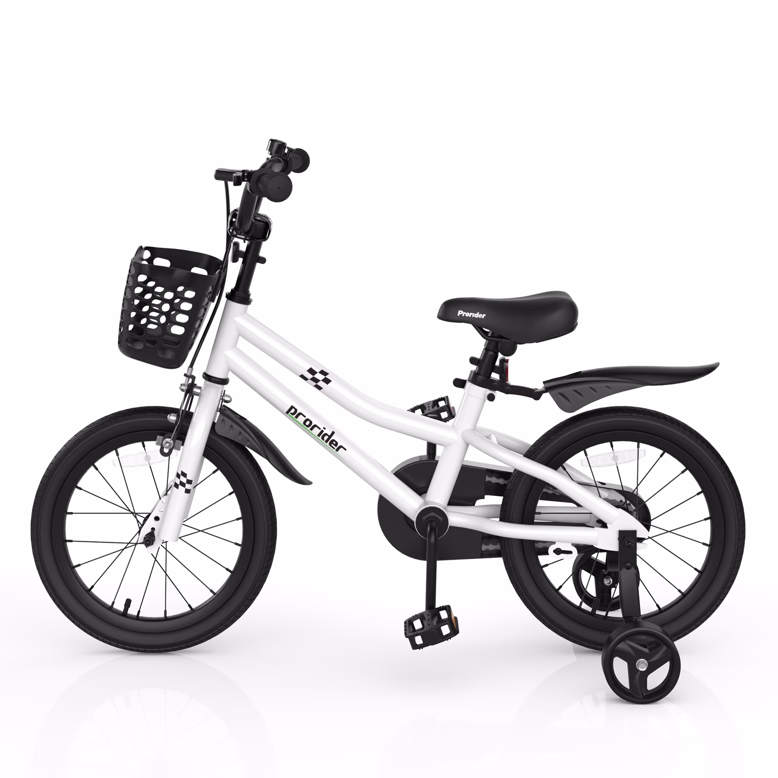Infans 16" Kid’s Bike w/Removable Training Wheels & Basket for 4-7 Years Old White - Image 5