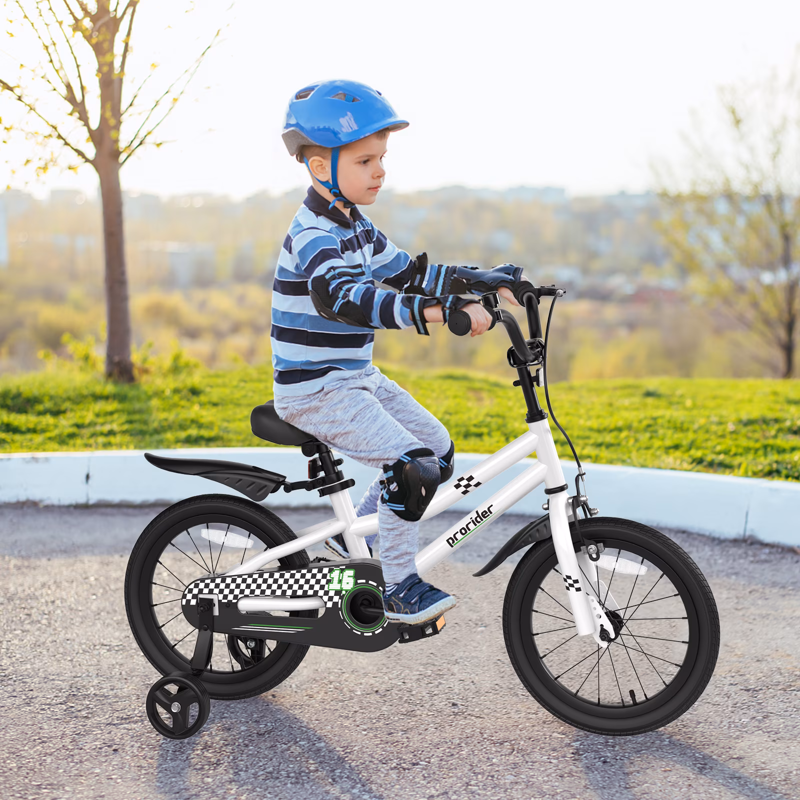 Infans 16" Kid’s Bike w/Removable Training Wheels & Basket for 4-7 Years Old White - Image 2