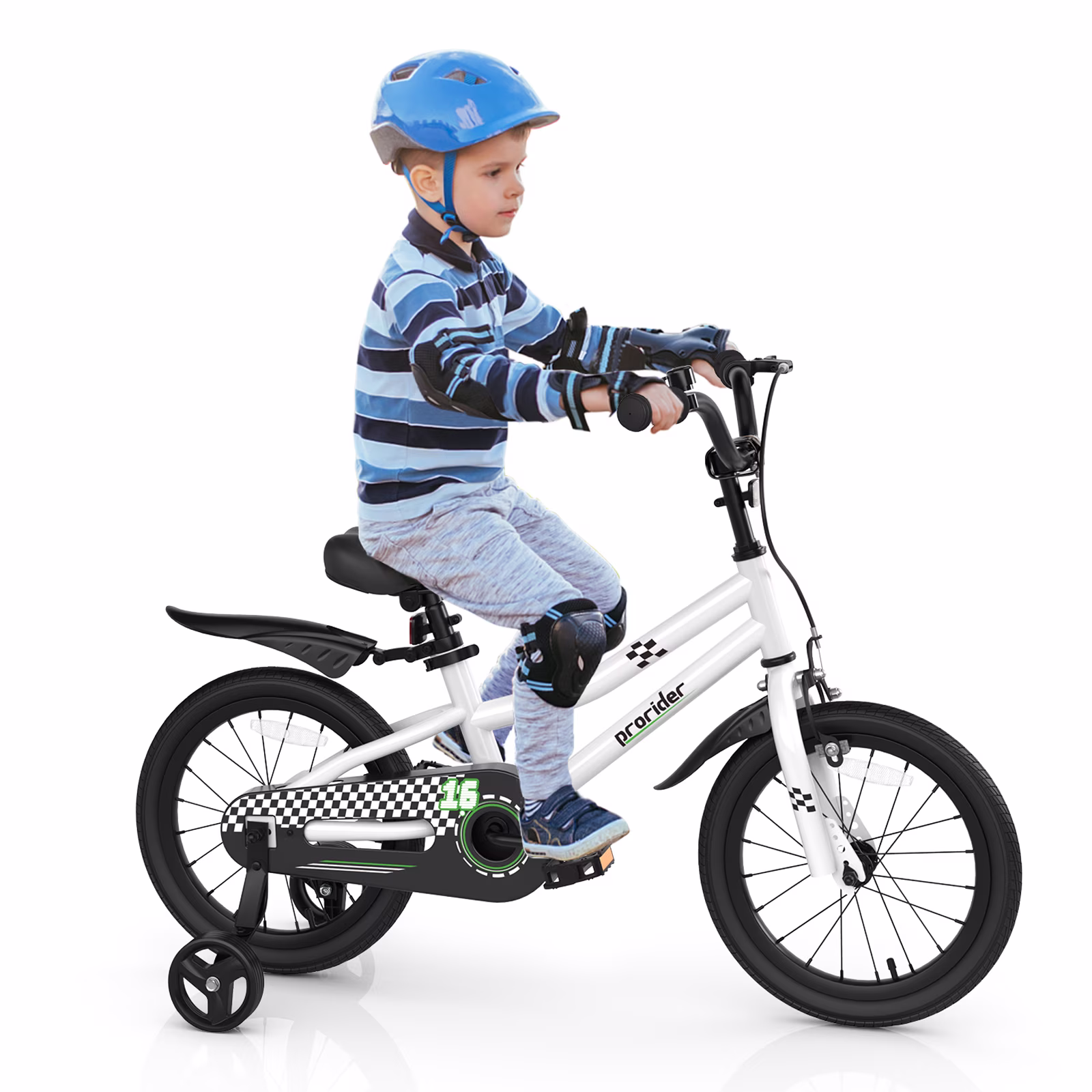 Infans 16" Kid’s Bike w/Removable Training Wheels & Basket for 4-7 Years Old White